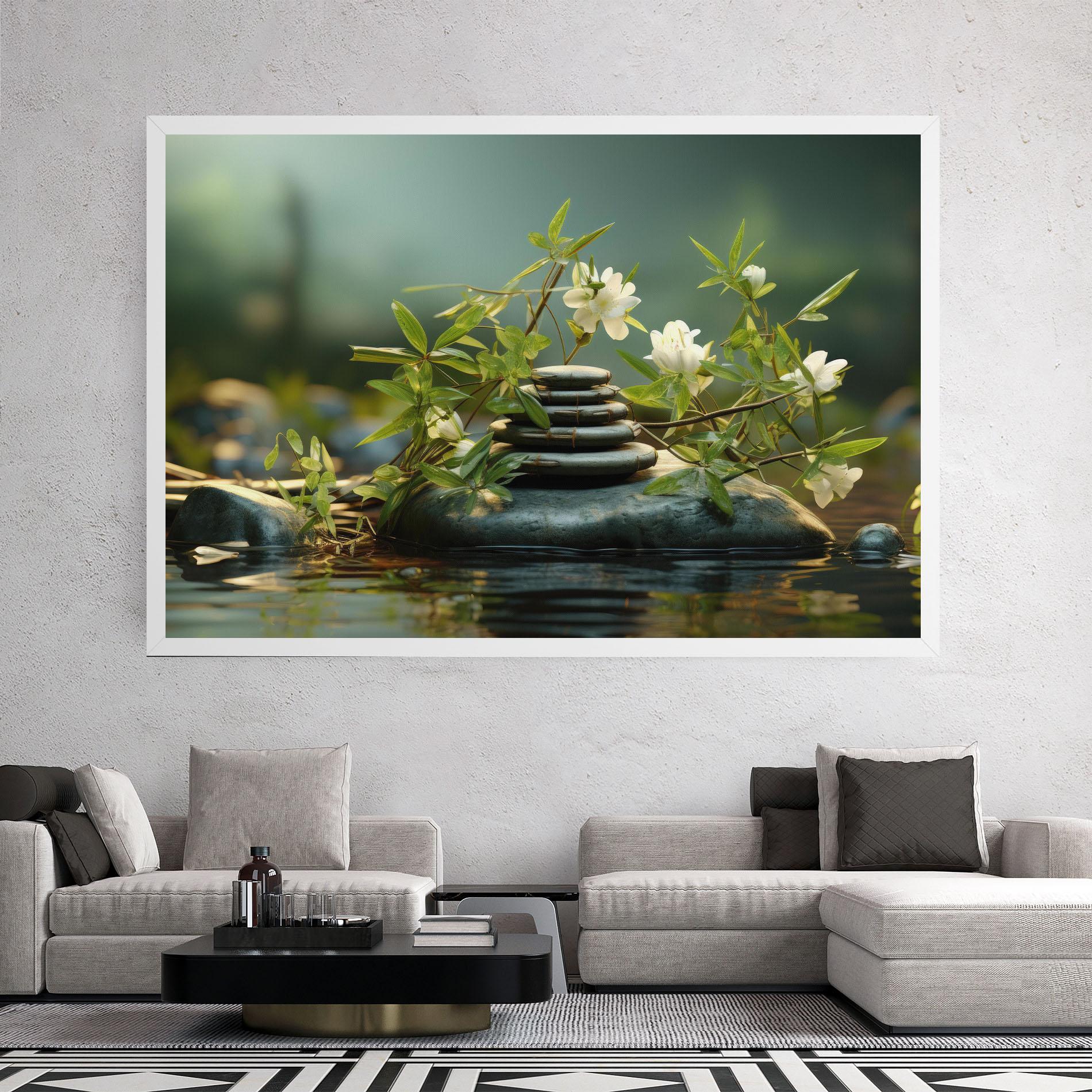 Leinwandbild Rock Garden Pond mockup 2