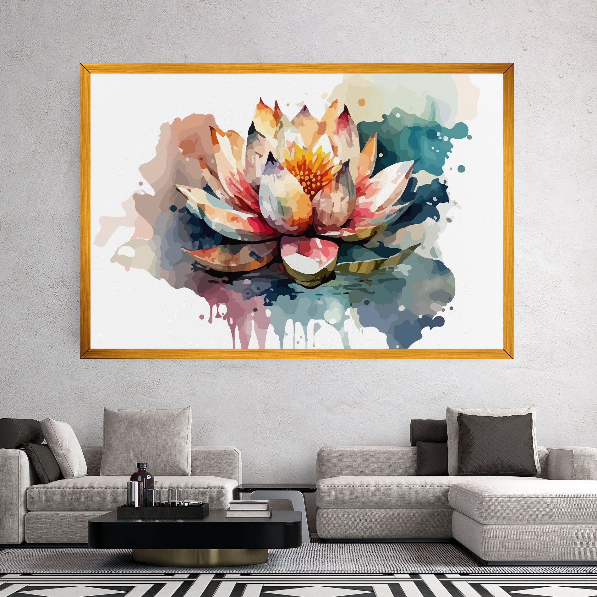 Colorful Lotus Art mockup 2