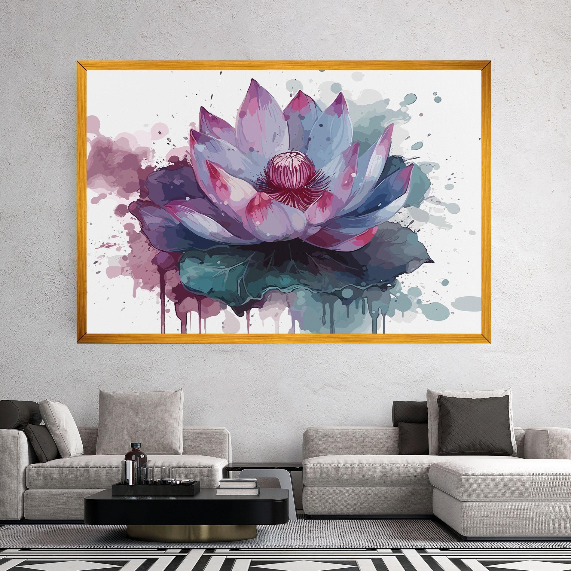 Leinwandbild Green Purple Lotus mockup 2