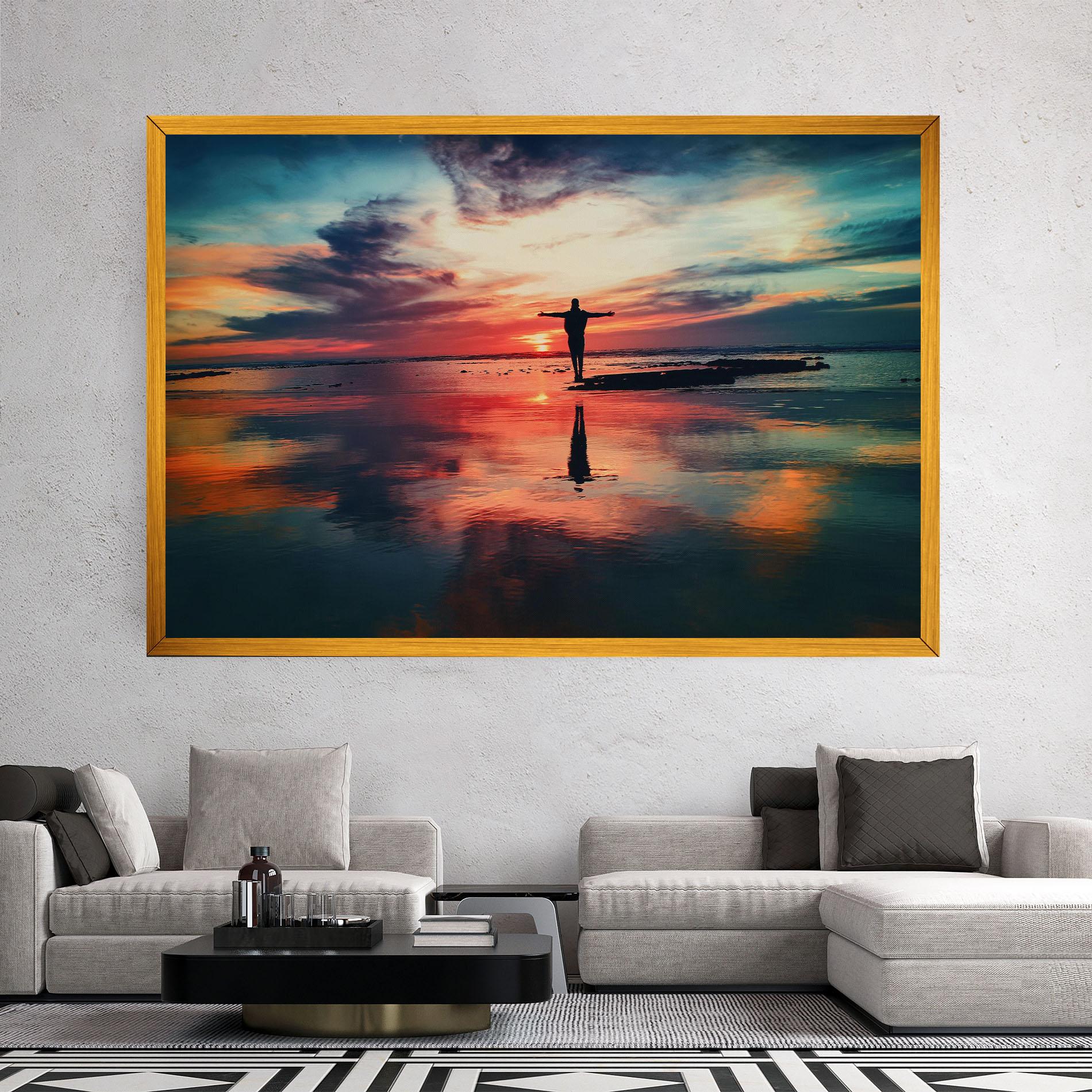 Leinwandbild Pink Purple Sky Man mockup 2