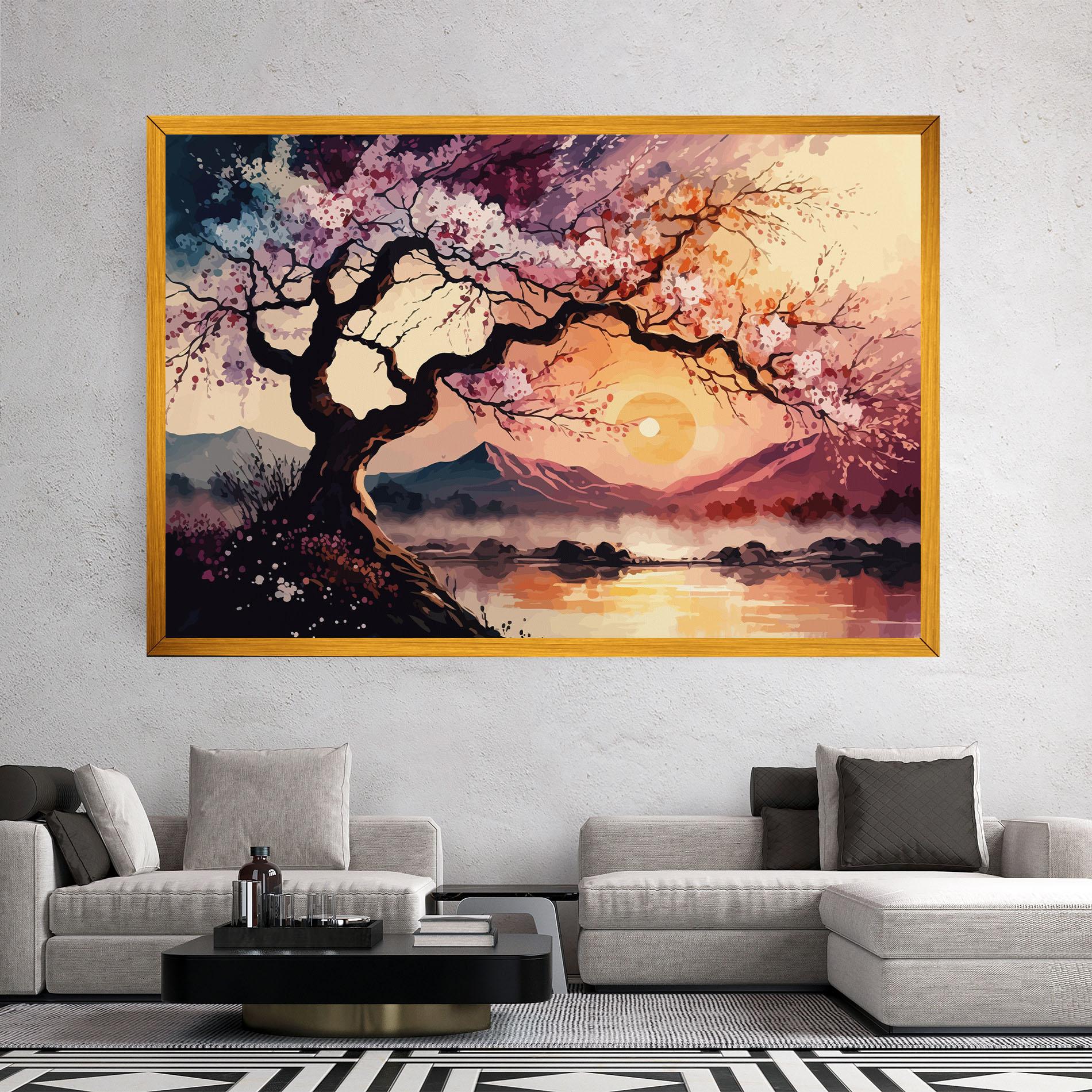 Leinwandbild Pink Tree Nature mockup 2