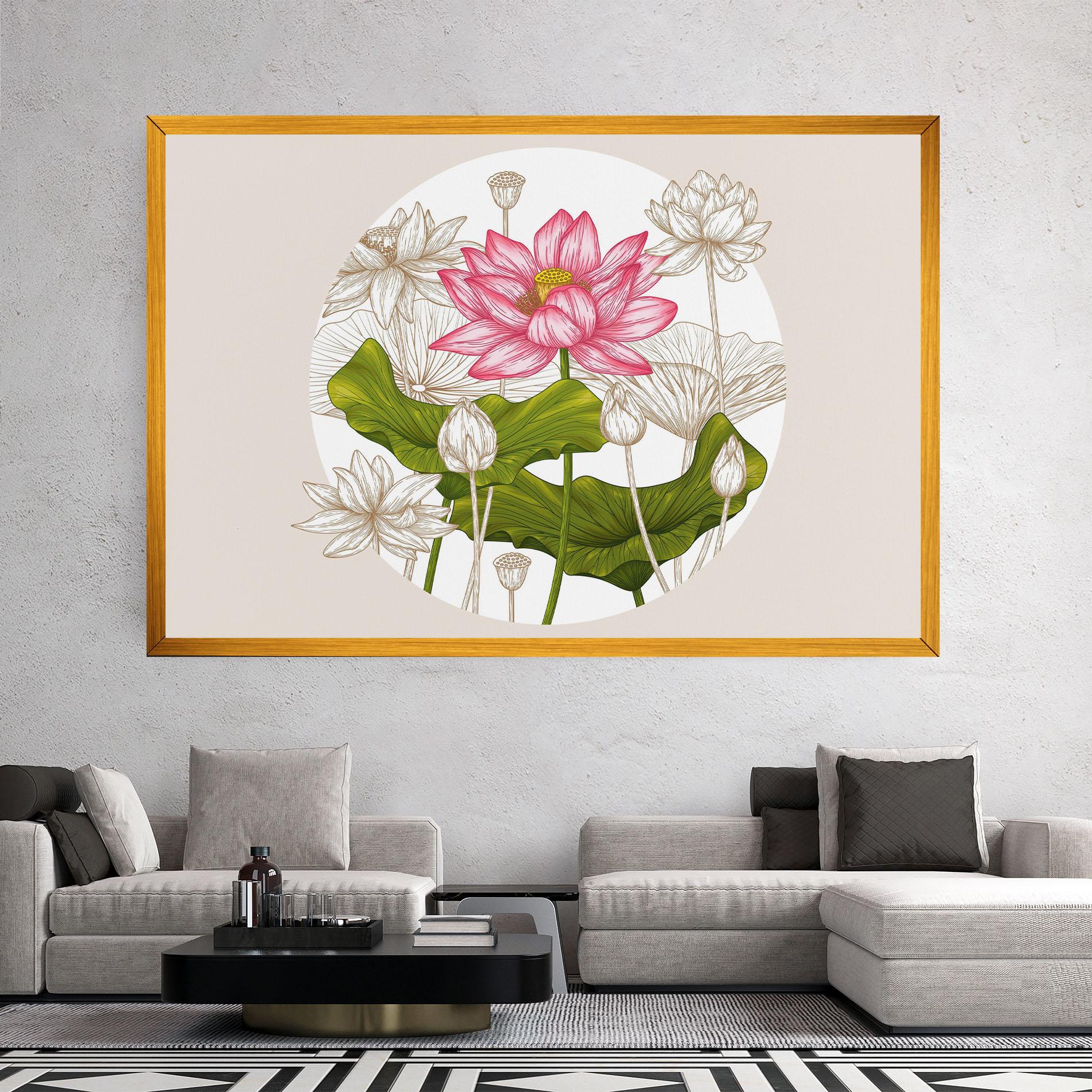 Leinwandbild Pretty Lotus Art mockup 2