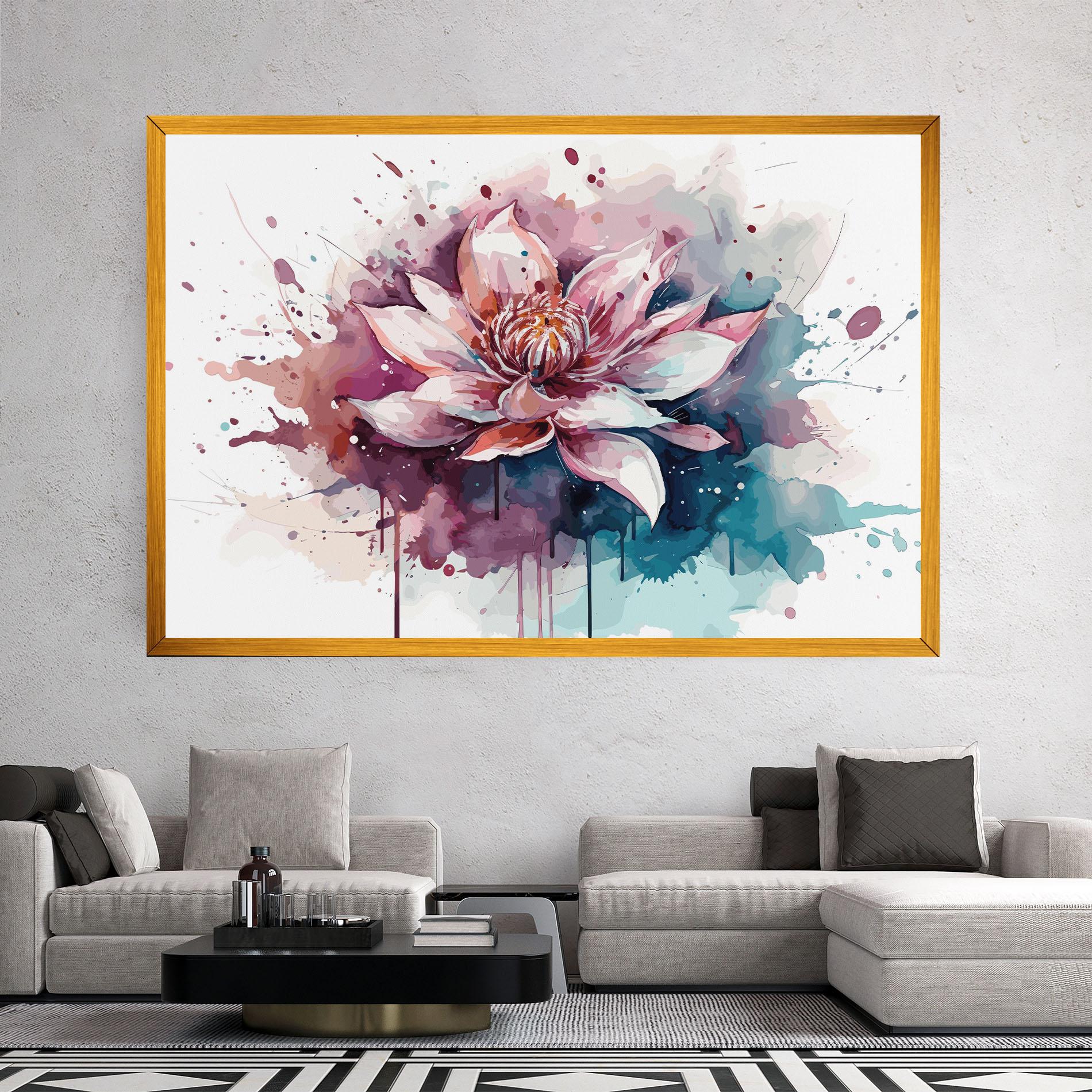 Leinwandbild Pretty Pink Lotus Art mockup 2