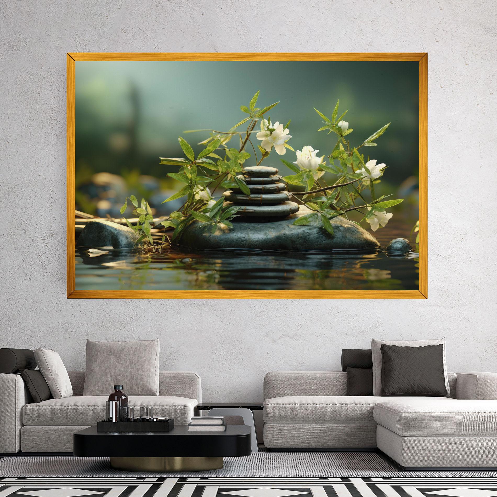 Leinwandbild Rock Garden Pond mockup 2
