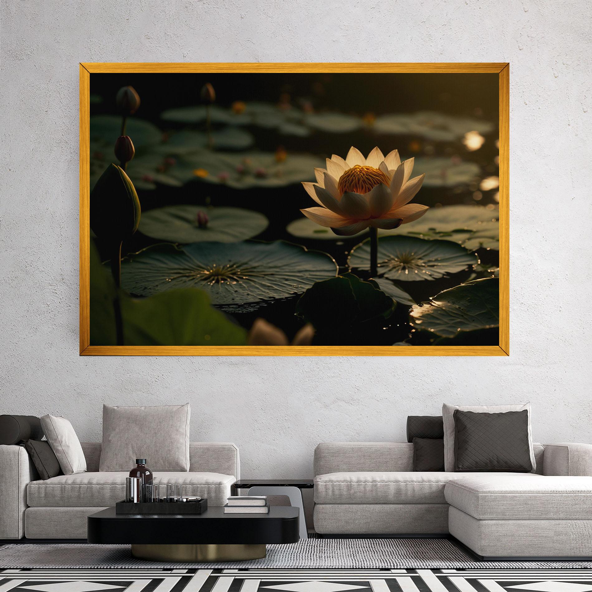 Leinwandbild Shot Beautiful Lotus mockup 2
