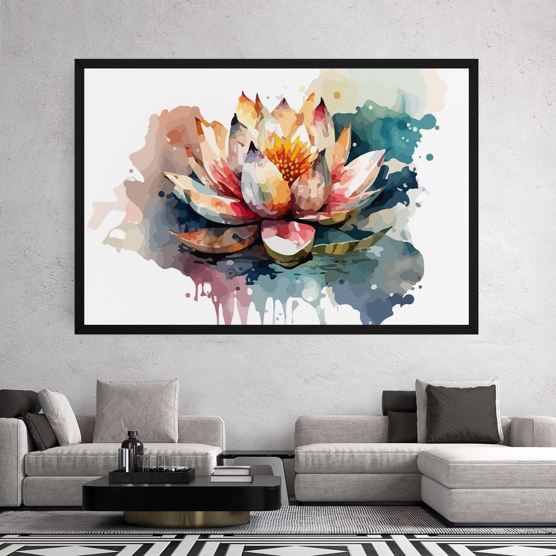 Colorful Lotus Art mockup 2