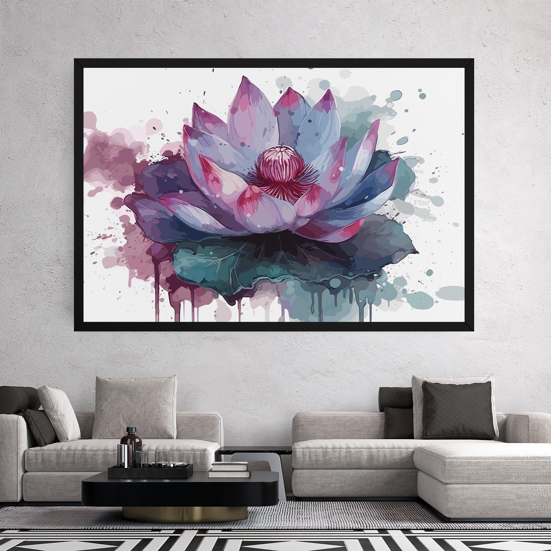 Leinwandbild Green Purple Lotus mockup 2