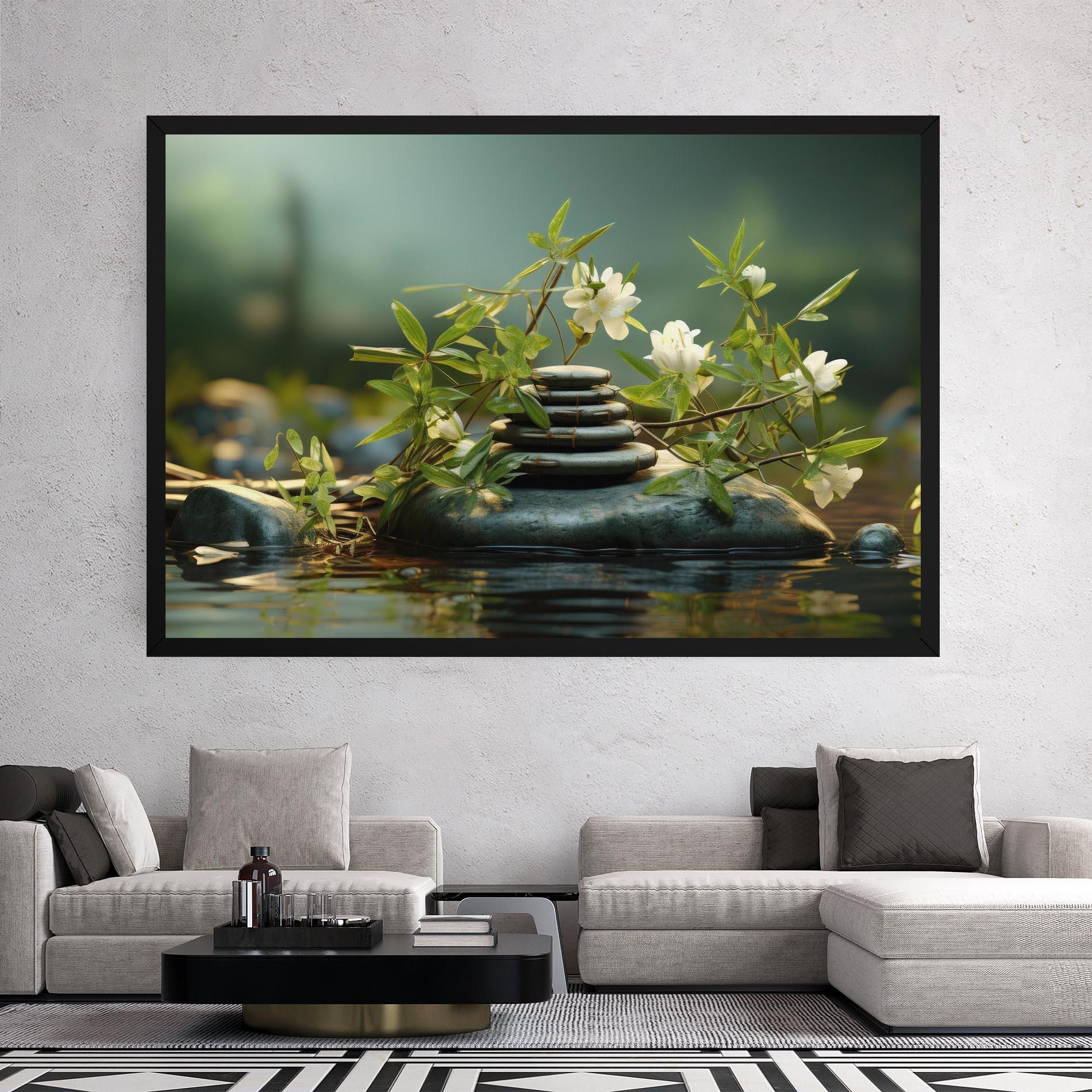 Leinwandbild Rock Garden Pond mockup 2