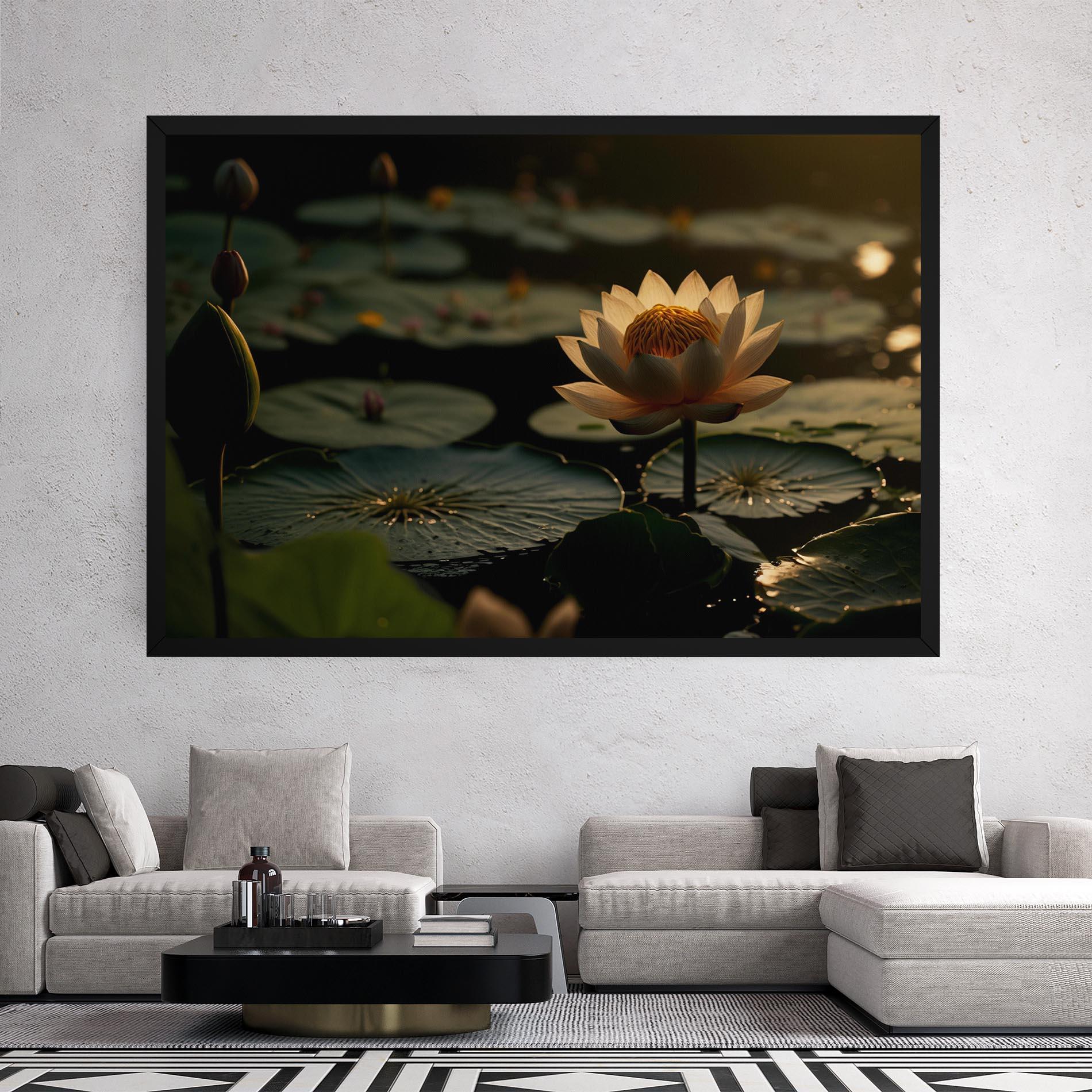 Leinwandbild Shot Beautiful Lotus mockup 2