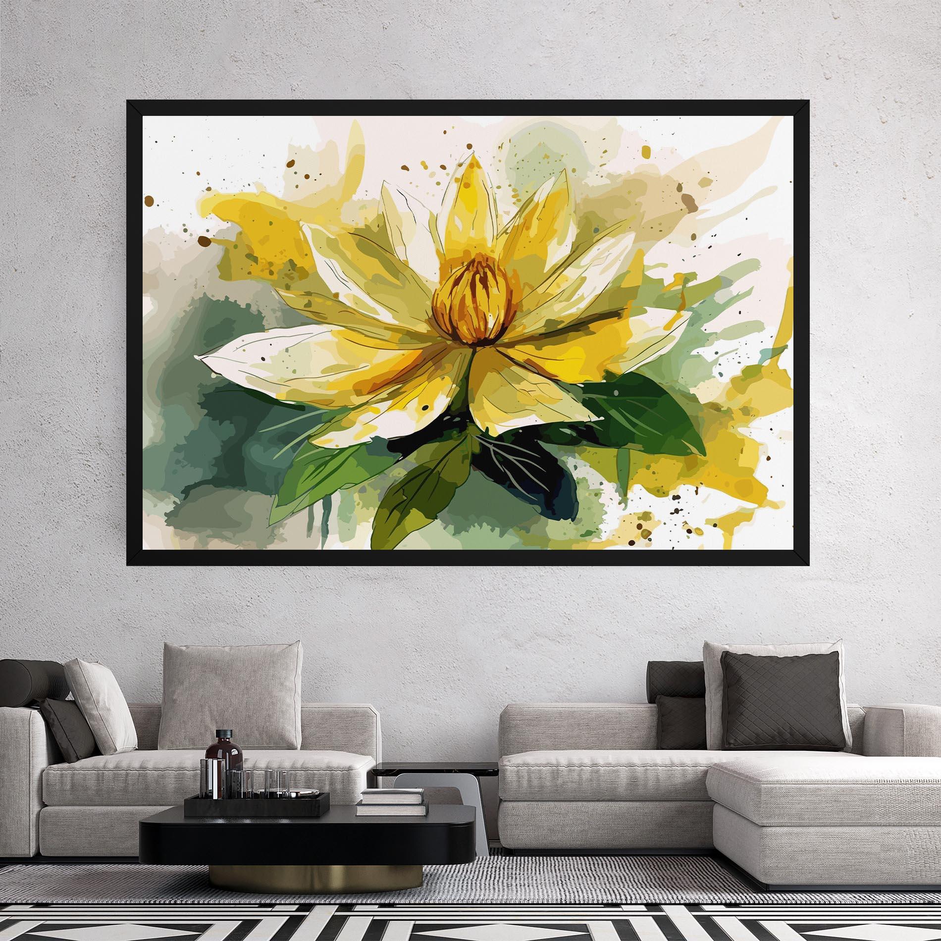 Leinwandbild Yellow Flower Nature mockup 2