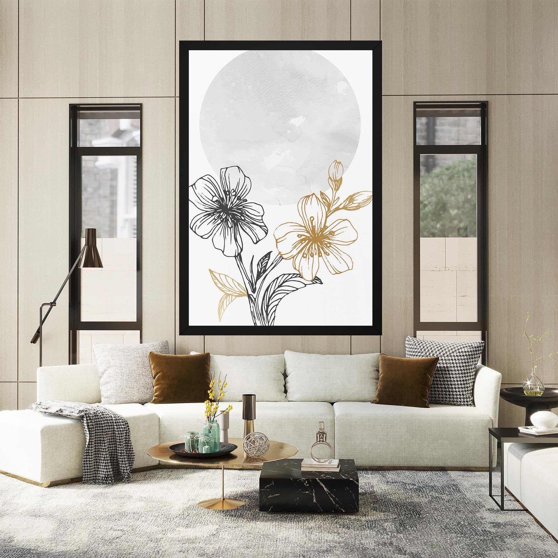 Leinwandbild Grey Moon Flowers mockup 2