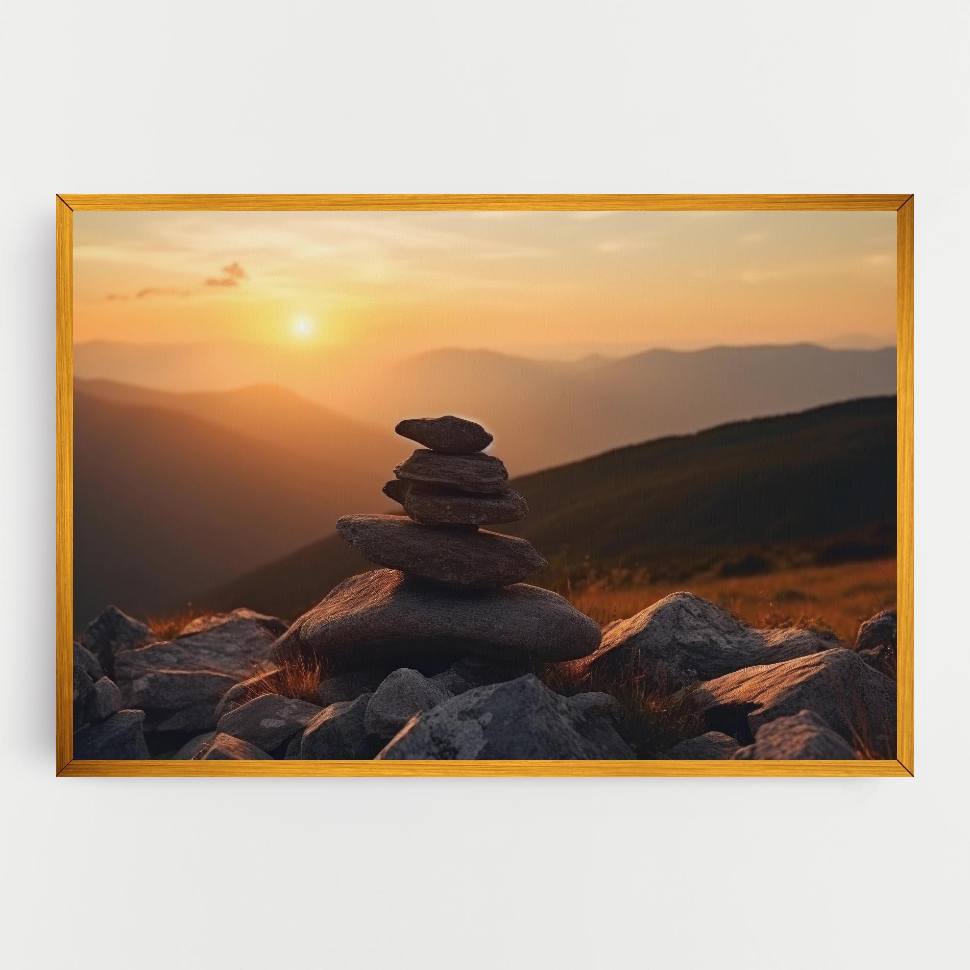 Leinwandbild Nature Sunset Stones mockup 0