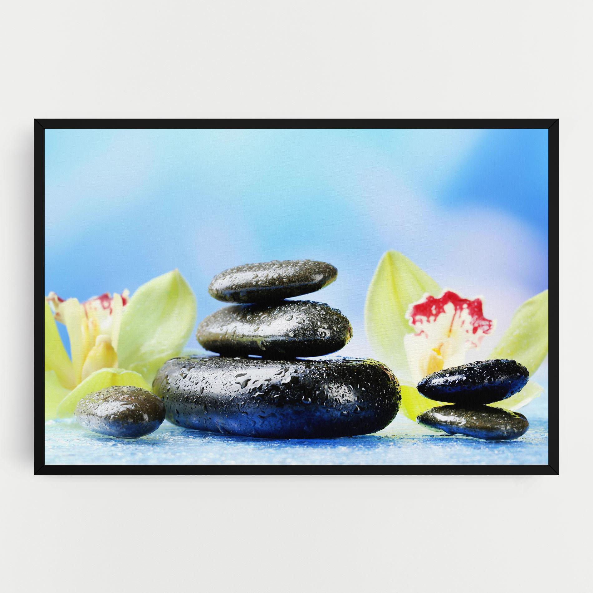 Leinwandbild Blooming Orchid Stone mockup 0