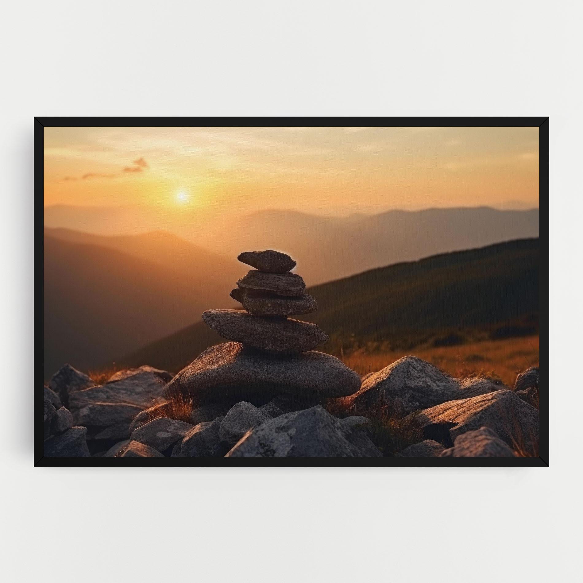 Leinwandbild Nature Sunset Stones mockup 0