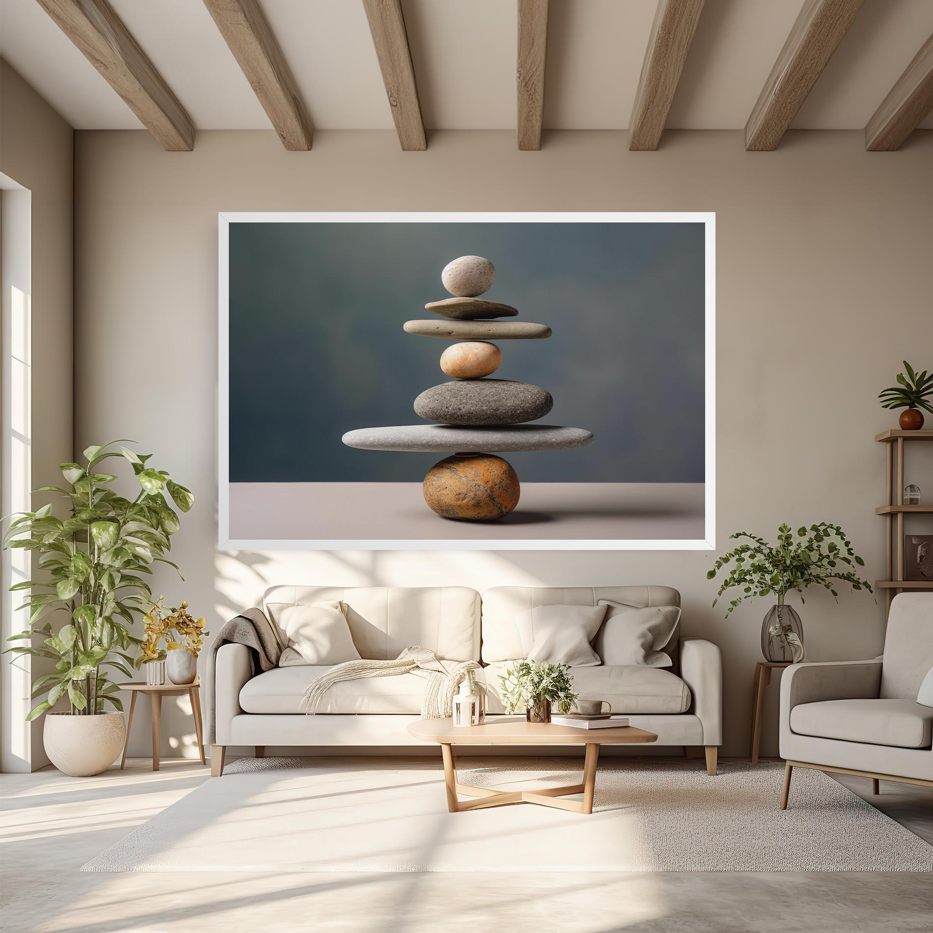 Leinwandbild Balance Pebbles Pyramid mockup 6