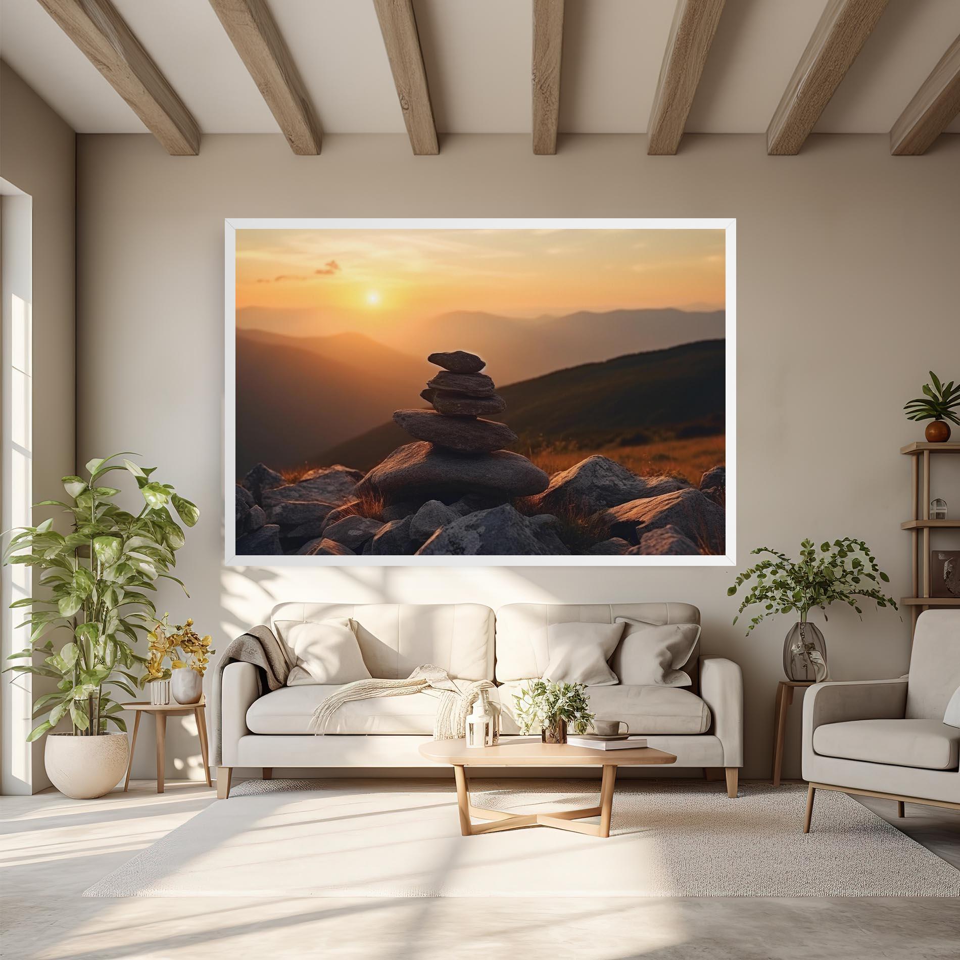 Leinwandbild Nature Sunset Stones mockup 6