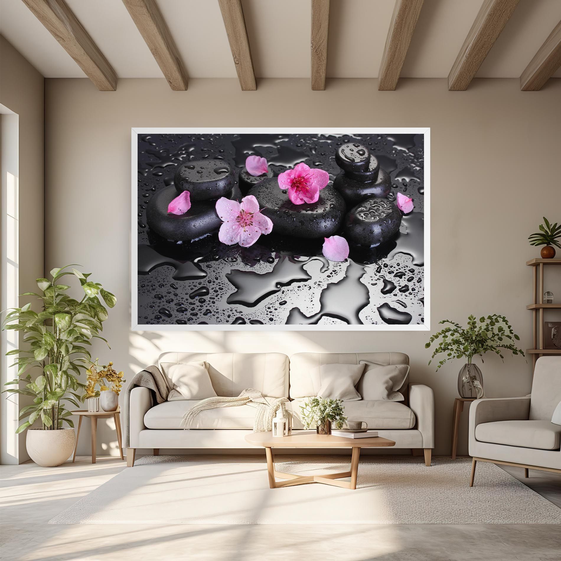 Pink Flowers Stones mockup 6