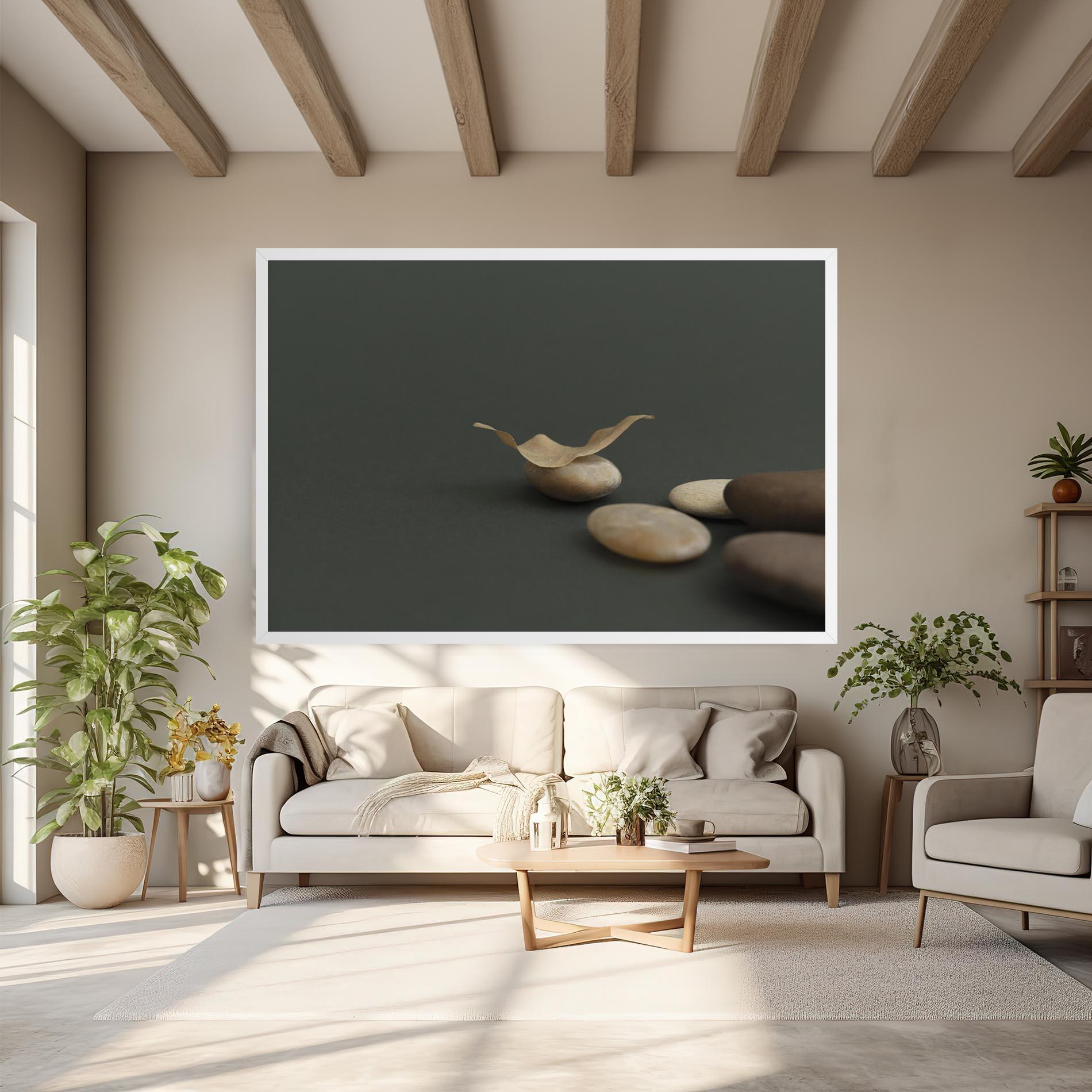 Leinwandbild Zen Stones On Green mockup 6