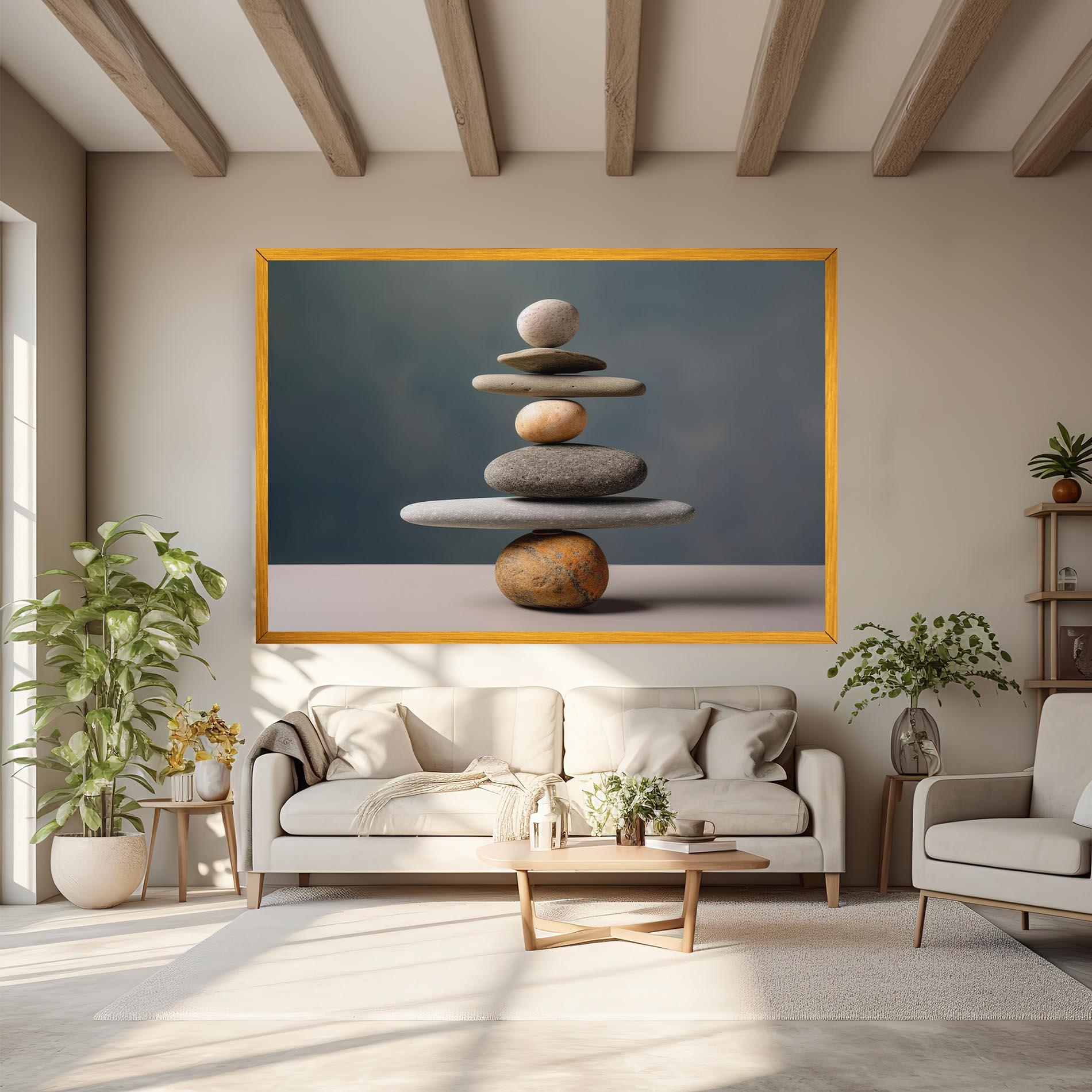 Leinwandbild Balance Pebbles Pyramid mockup 6