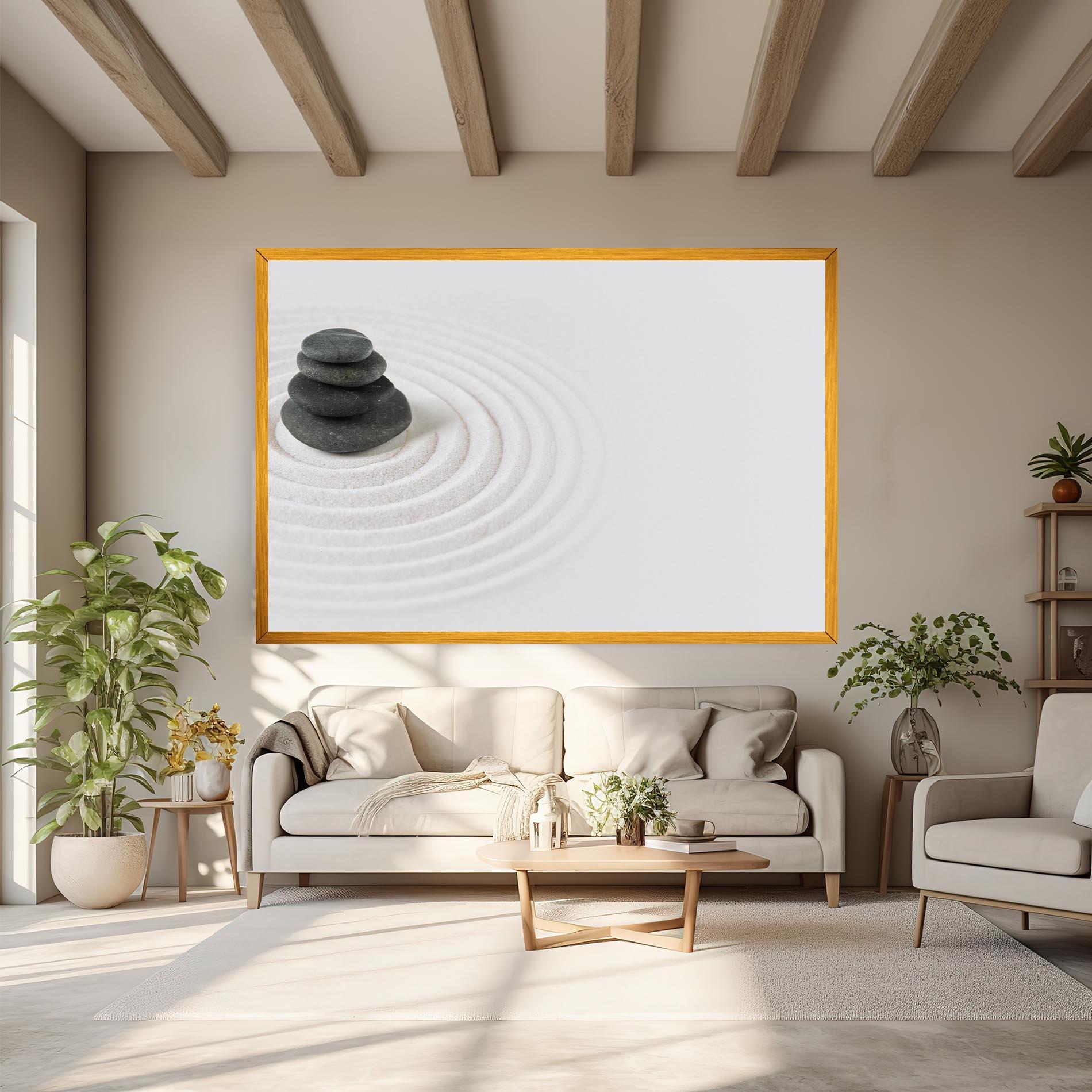 Leinwandbild Black Stones Sand mockup 6