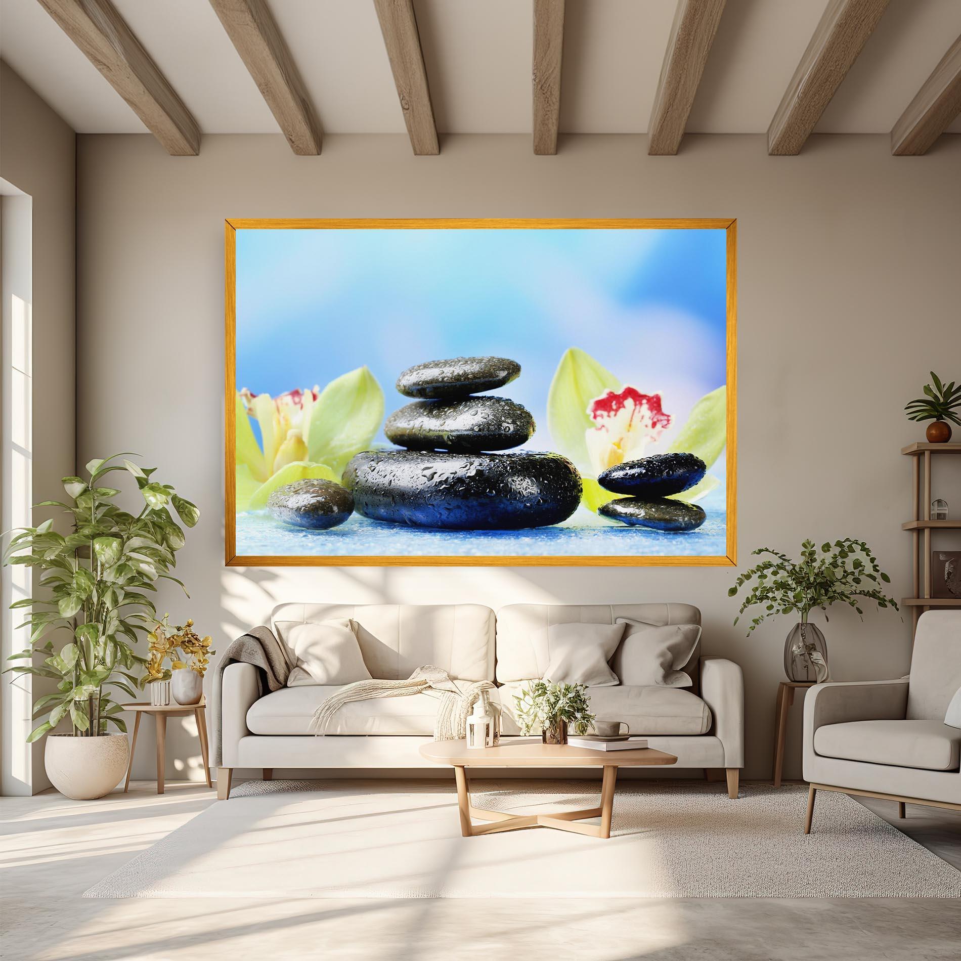 Leinwandbild Blooming Orchid Stone mockup 6