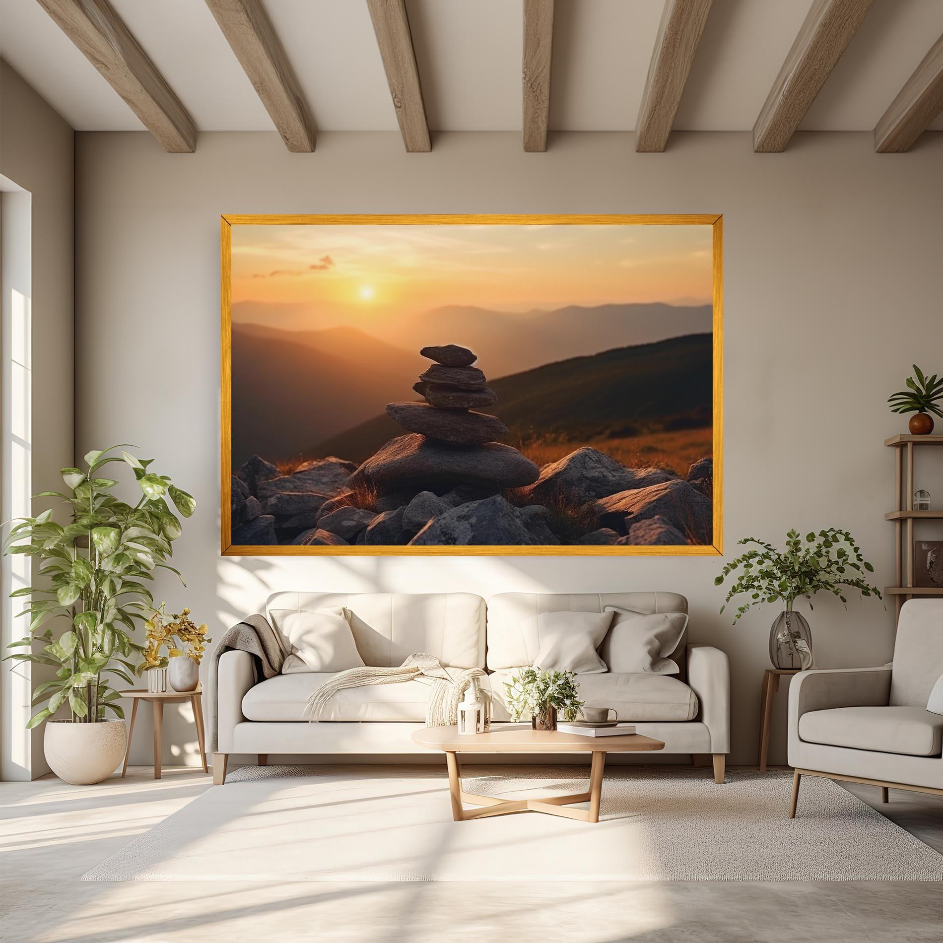 Leinwandbild Nature Sunset Stones mockup 6