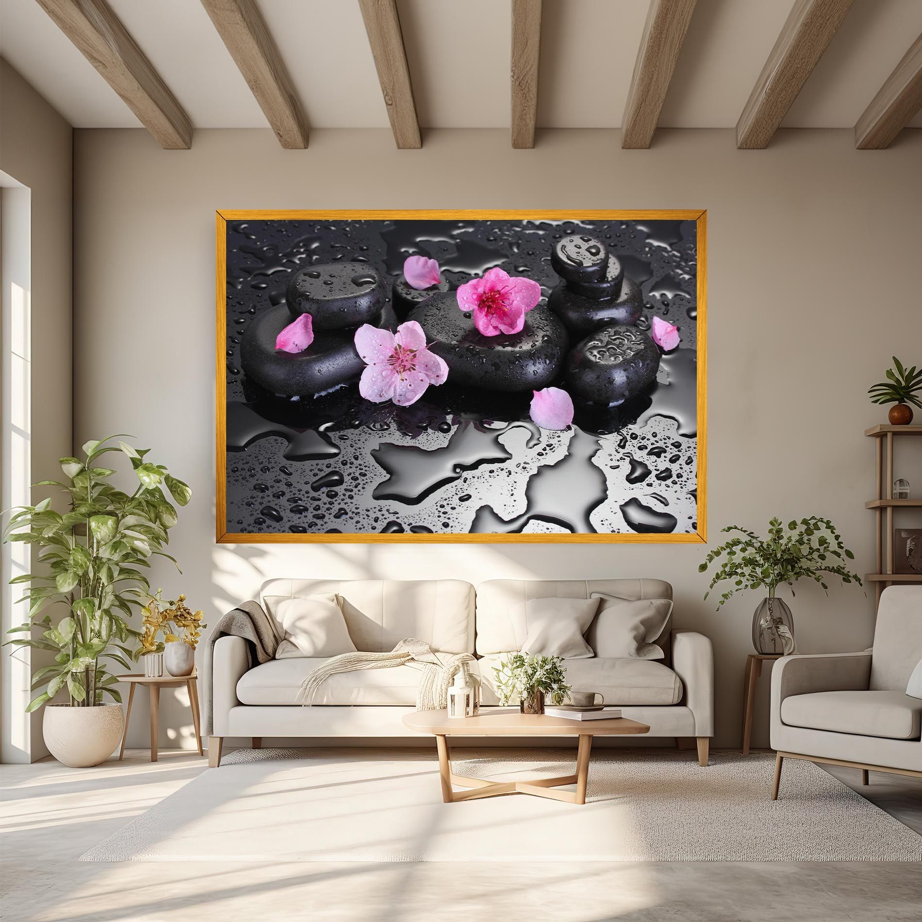 Pink Flowers Stones mockup 6