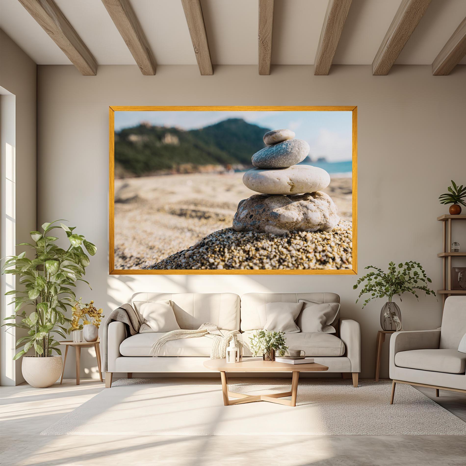Leinwandbild Pyramid Stones Beach mockup 6