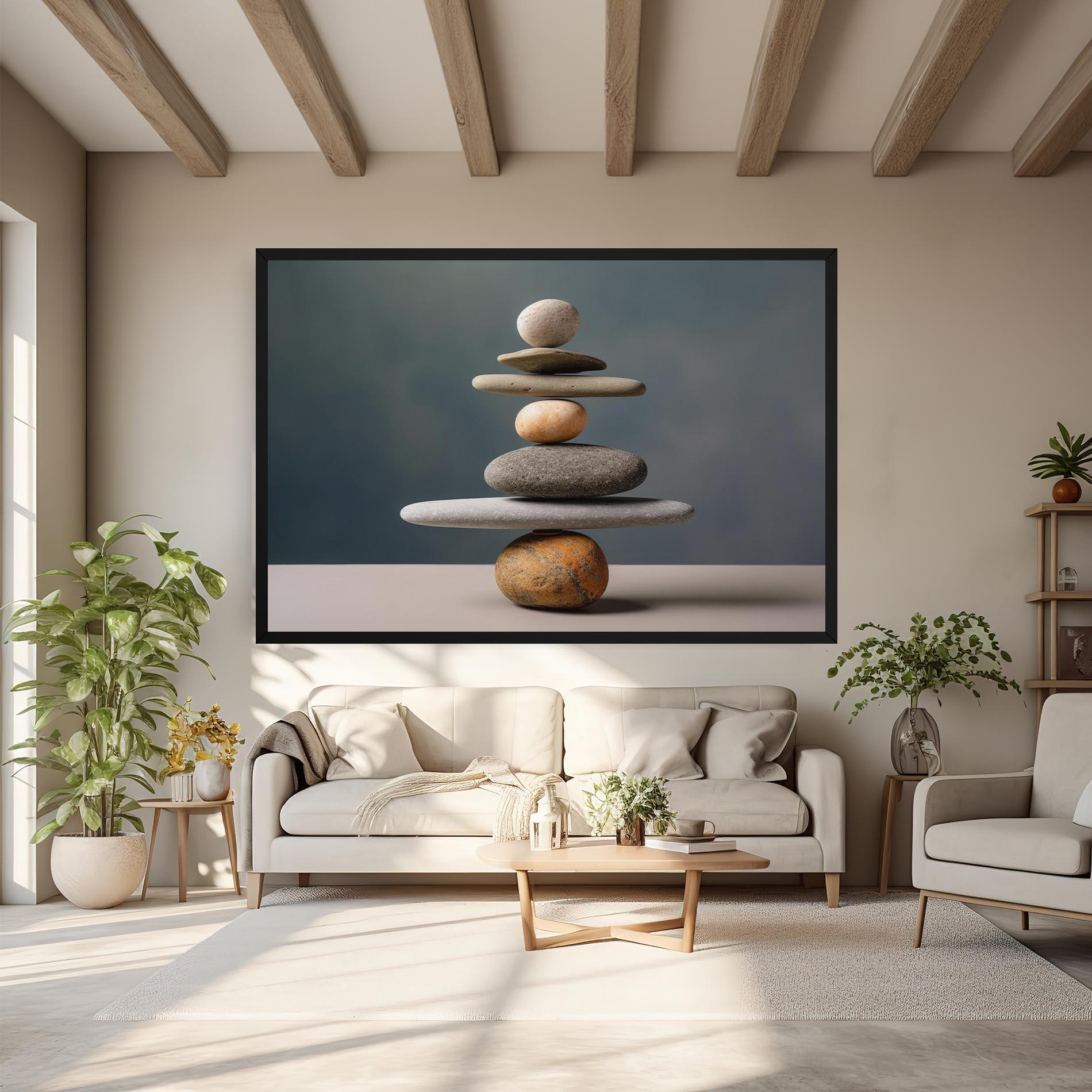 Leinwandbild Balance Pebbles Pyramid mockup 6
