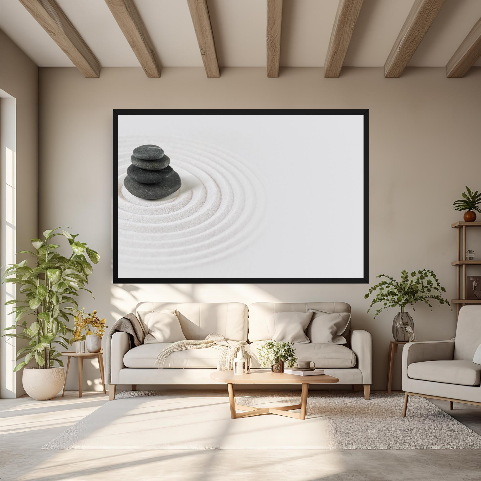 Leinwandbild Black Stones Sand mockup 6