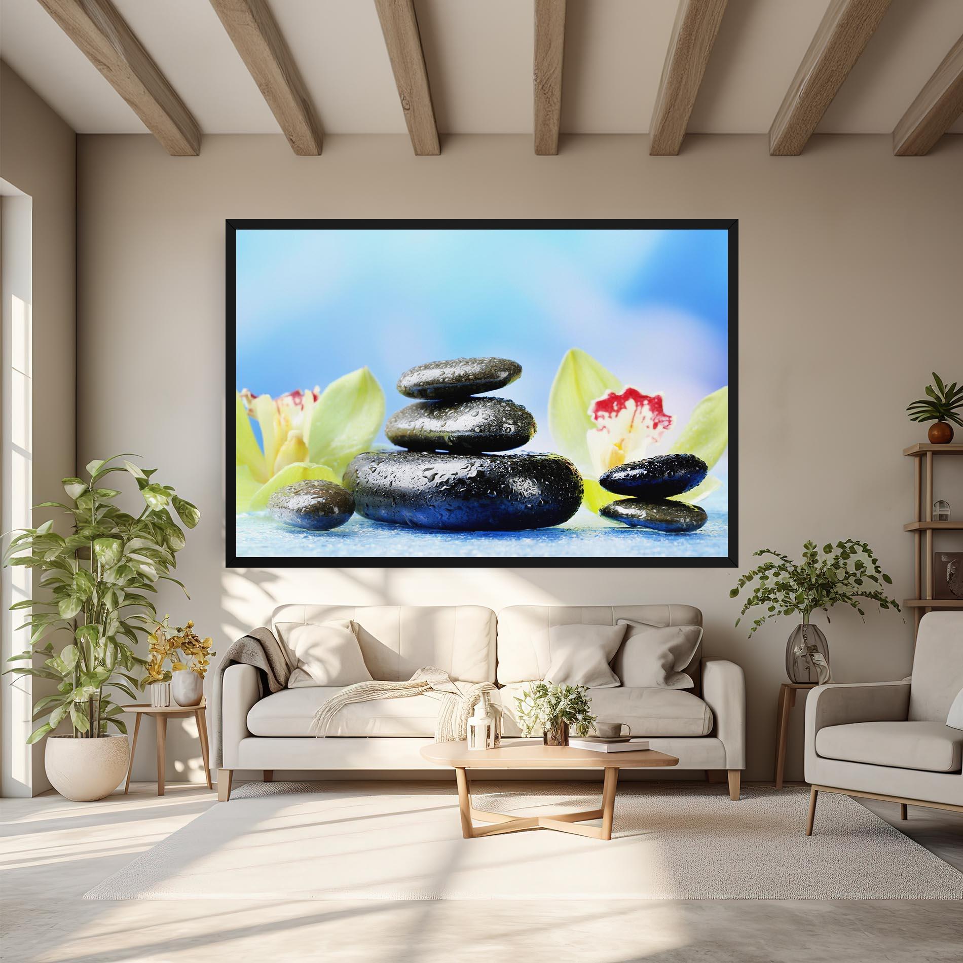 Leinwandbild Blooming Orchid Stone mockup 6