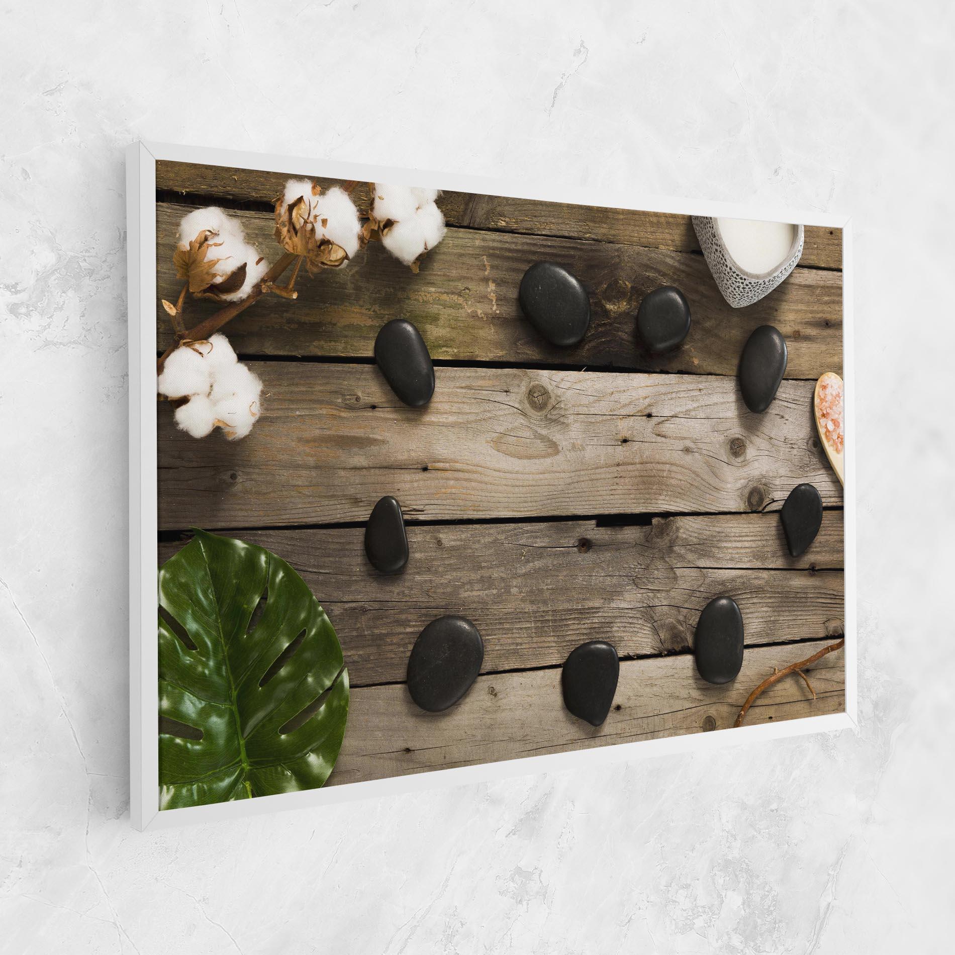 Leinwandbild Cotton Flowers Stones mockup 1