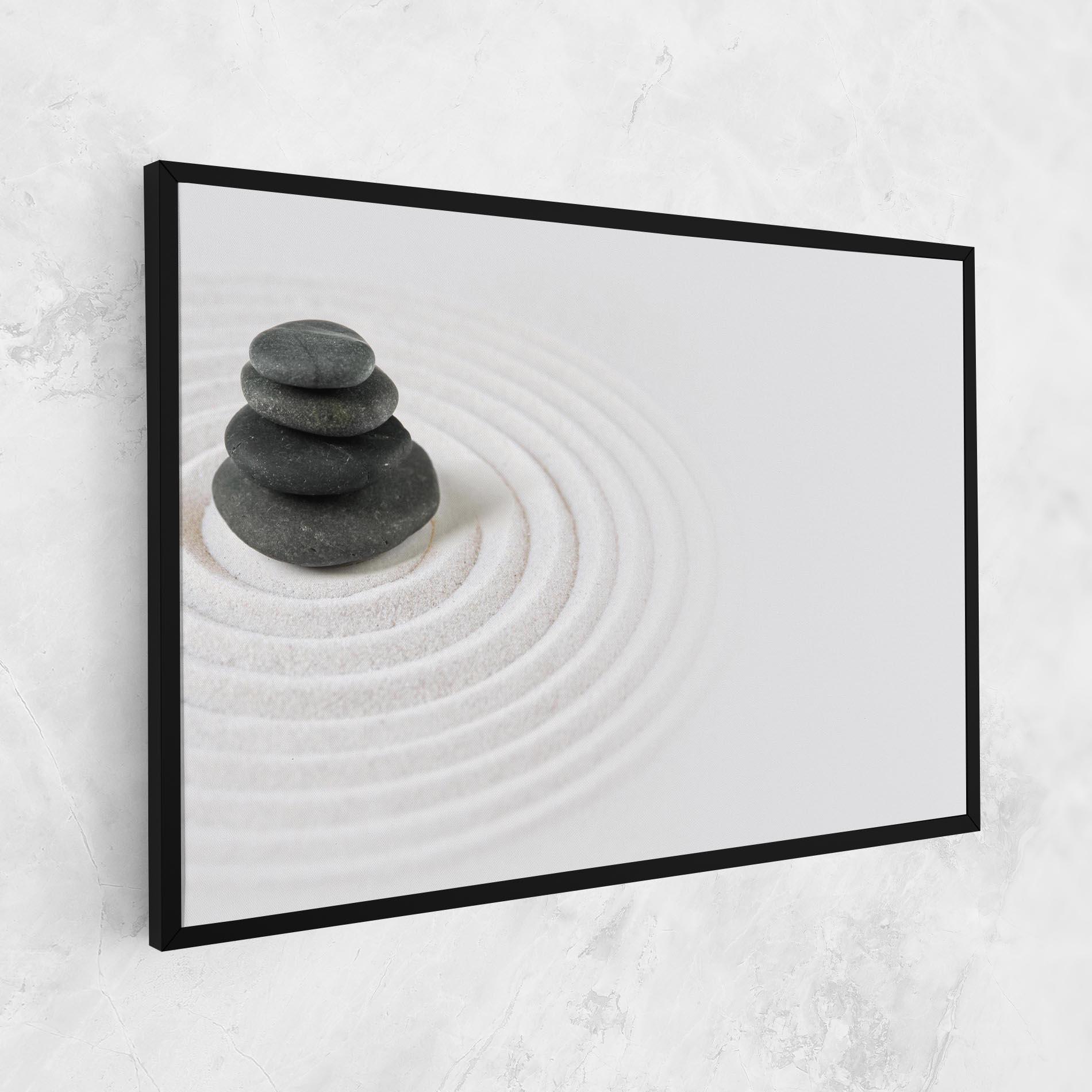 Leinwandbild Black Stones Sand mockup 1