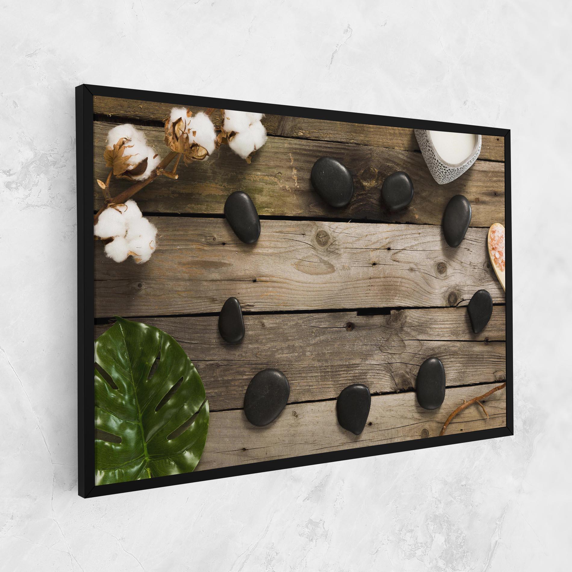Leinwandbild Cotton Flowers Stones mockup 1