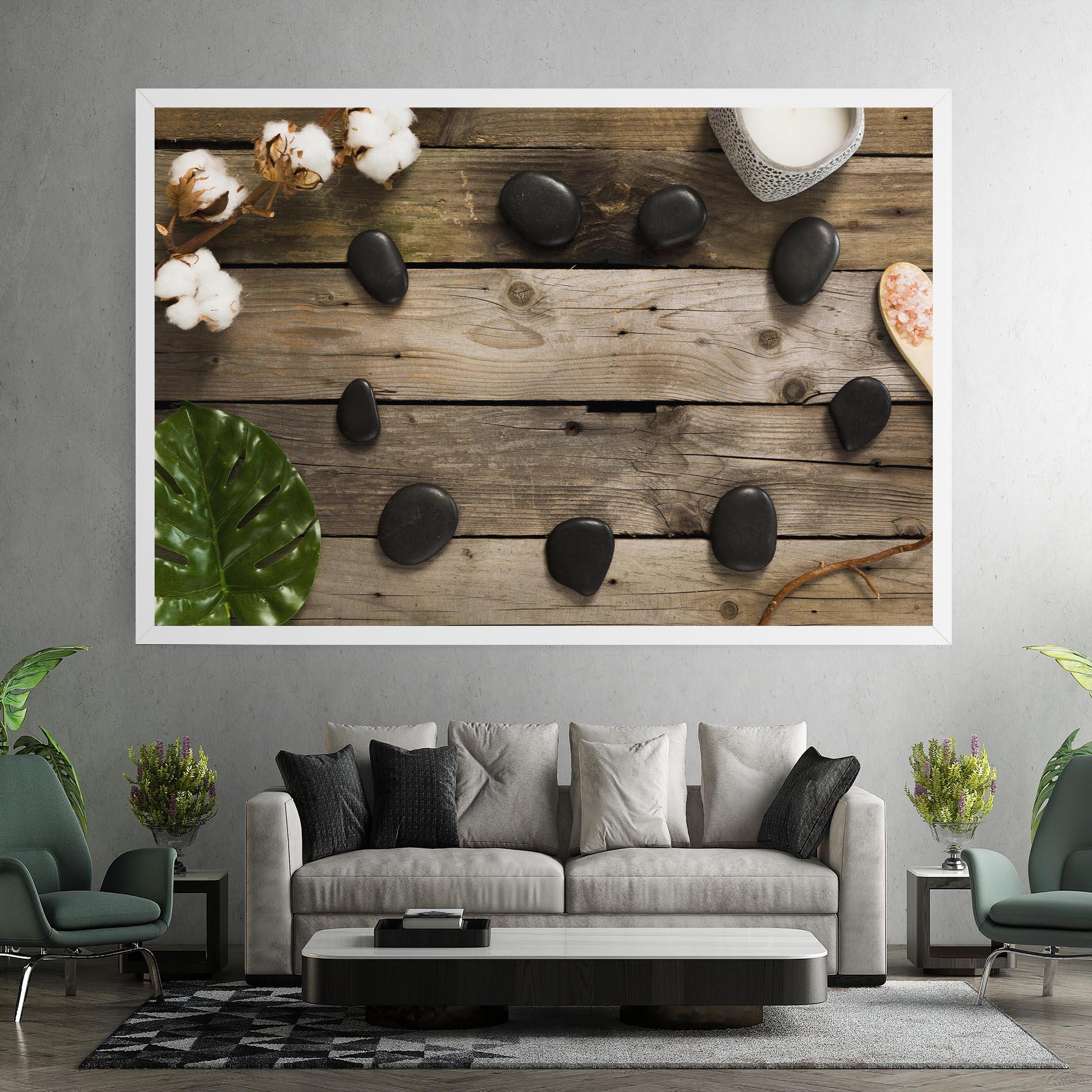 Leinwandbild Cotton Flowers Stones mockup 7