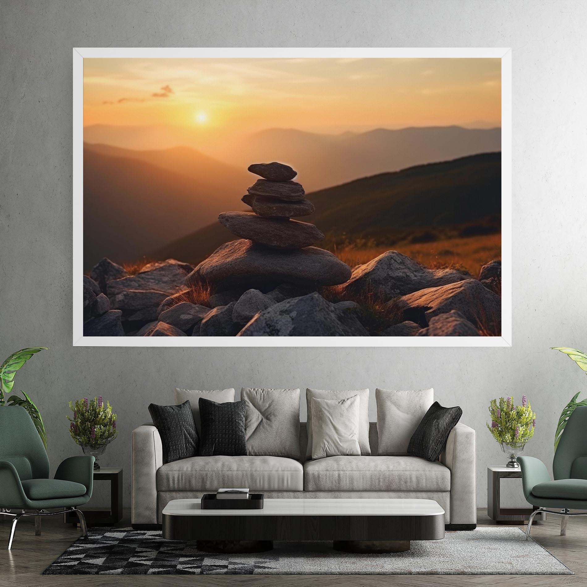 Leinwandbild Nature Sunset Stones mockup 7