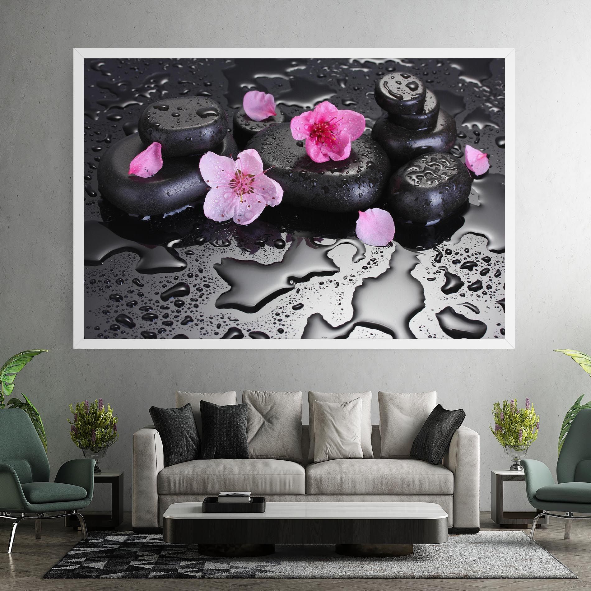 Pink Flowers Stones mockup 7