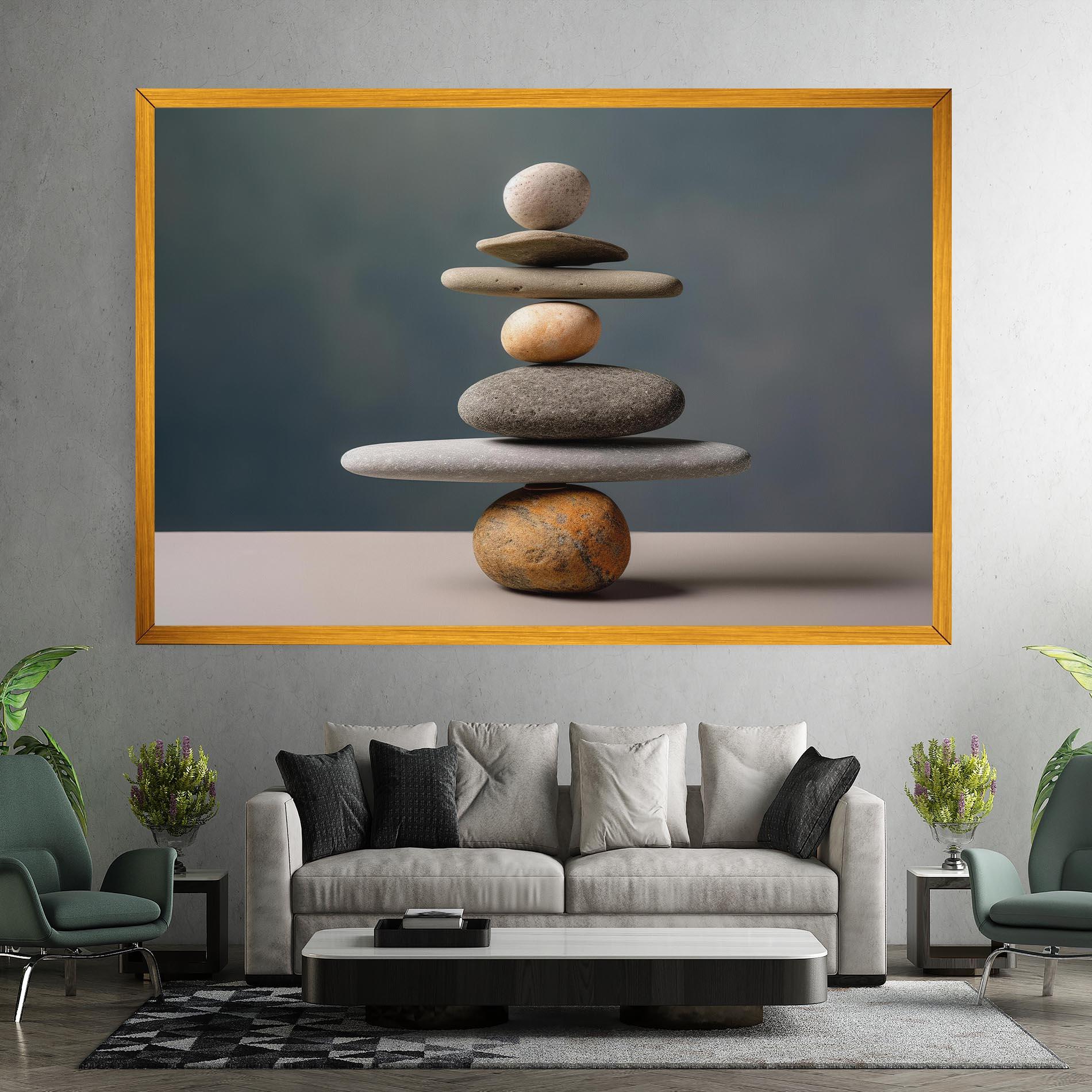 Leinwandbild Balance Pebbles Pyramid mockup 7
