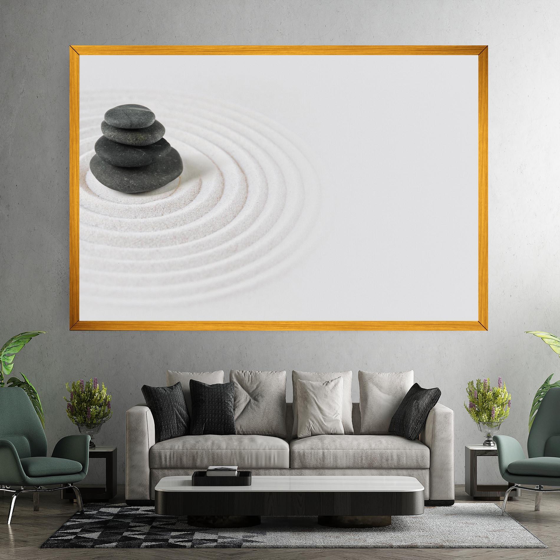 Leinwandbild Black Stones Sand mockup 7