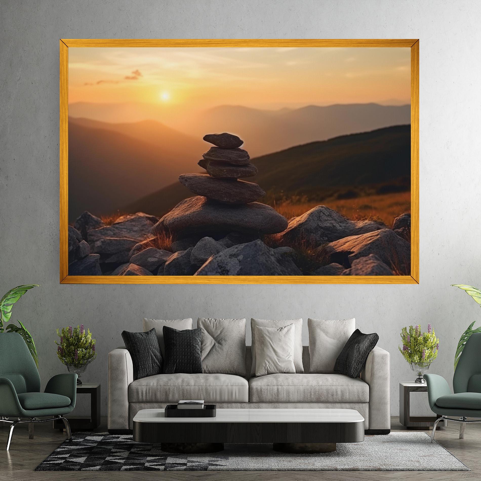 Leinwandbild Nature Sunset Stones mockup 7