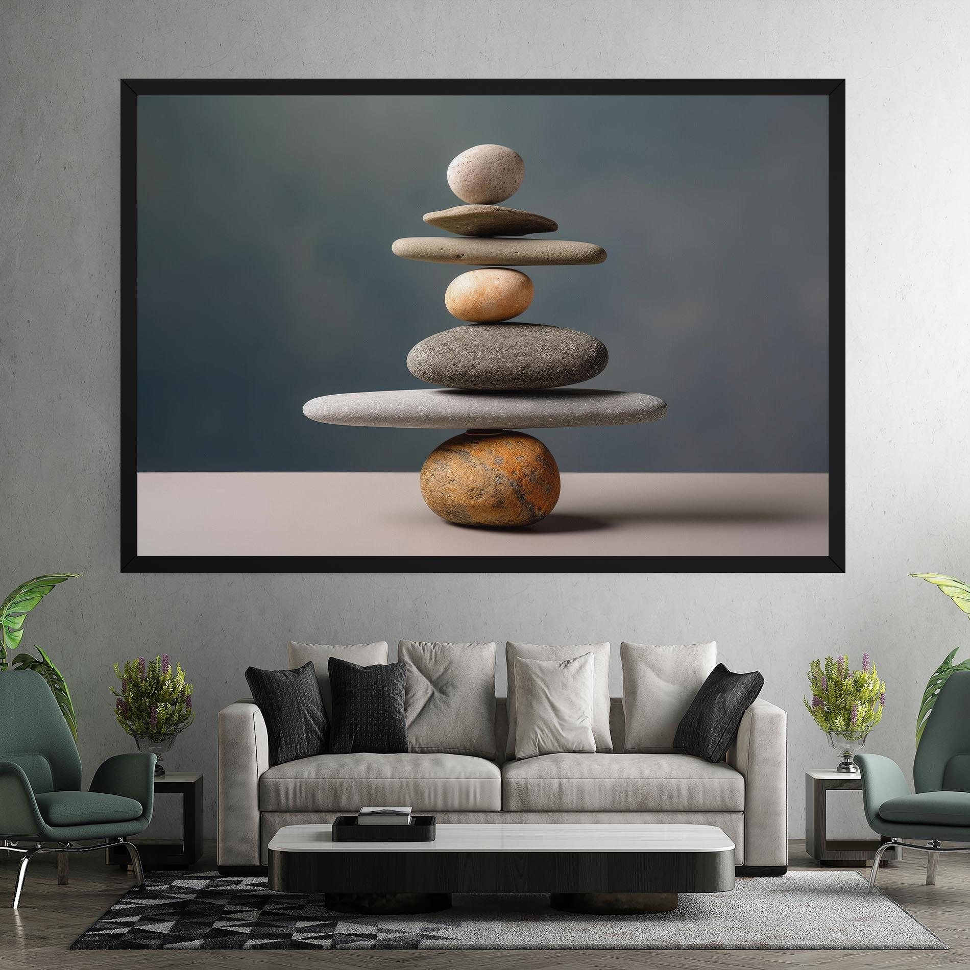Leinwandbild Balance Pebbles Pyramid mockup 7
