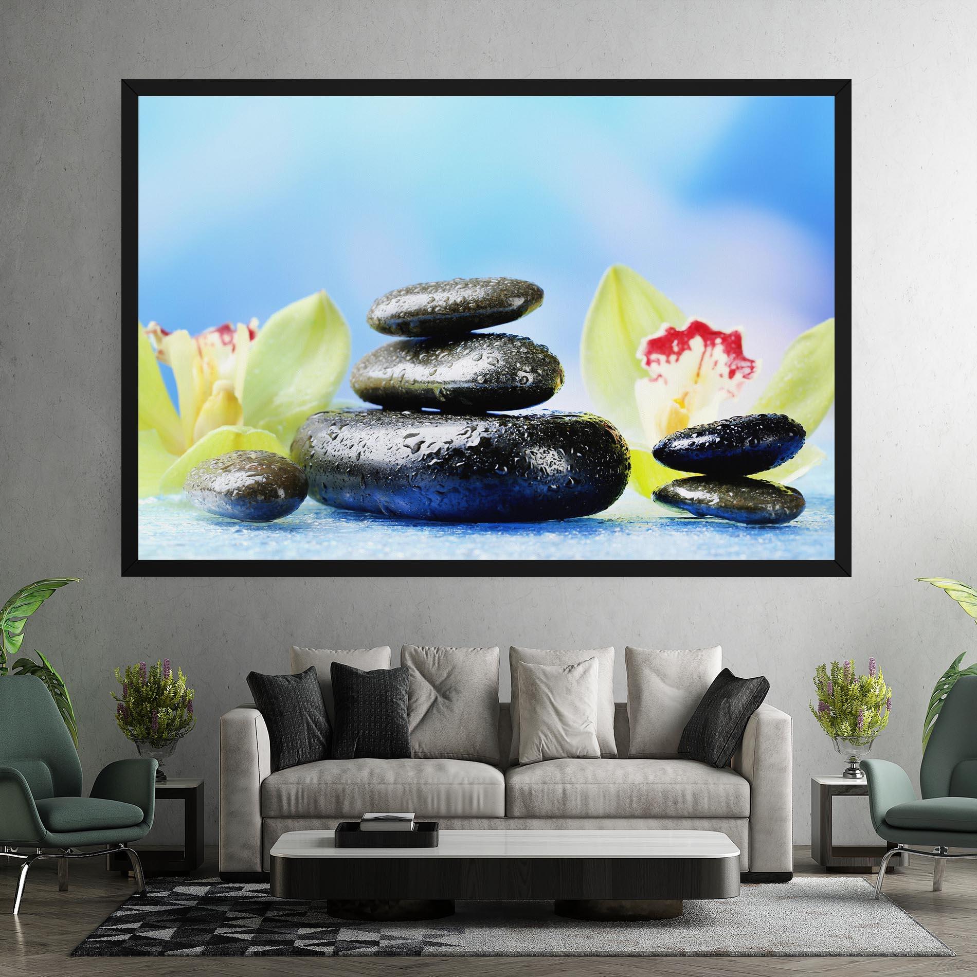 Leinwandbild Blooming Orchid Stone mockup 7