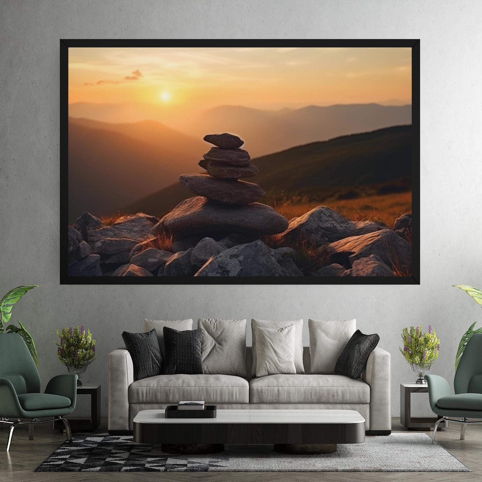 Leinwandbild Nature Sunset Stones mockup 7