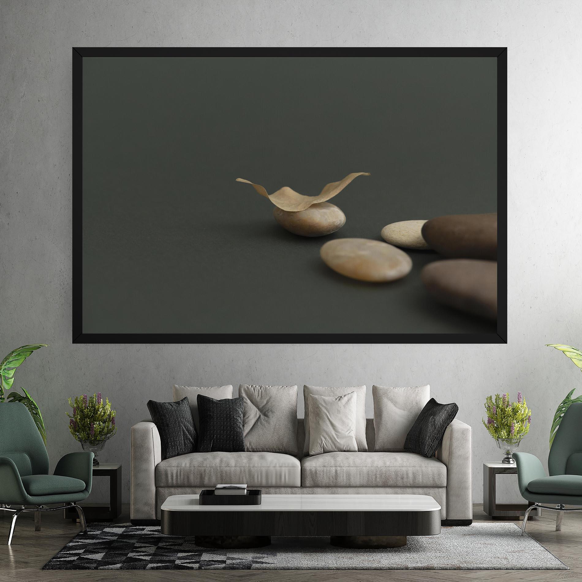 Leinwandbild Zen Stones On Green mockup 7