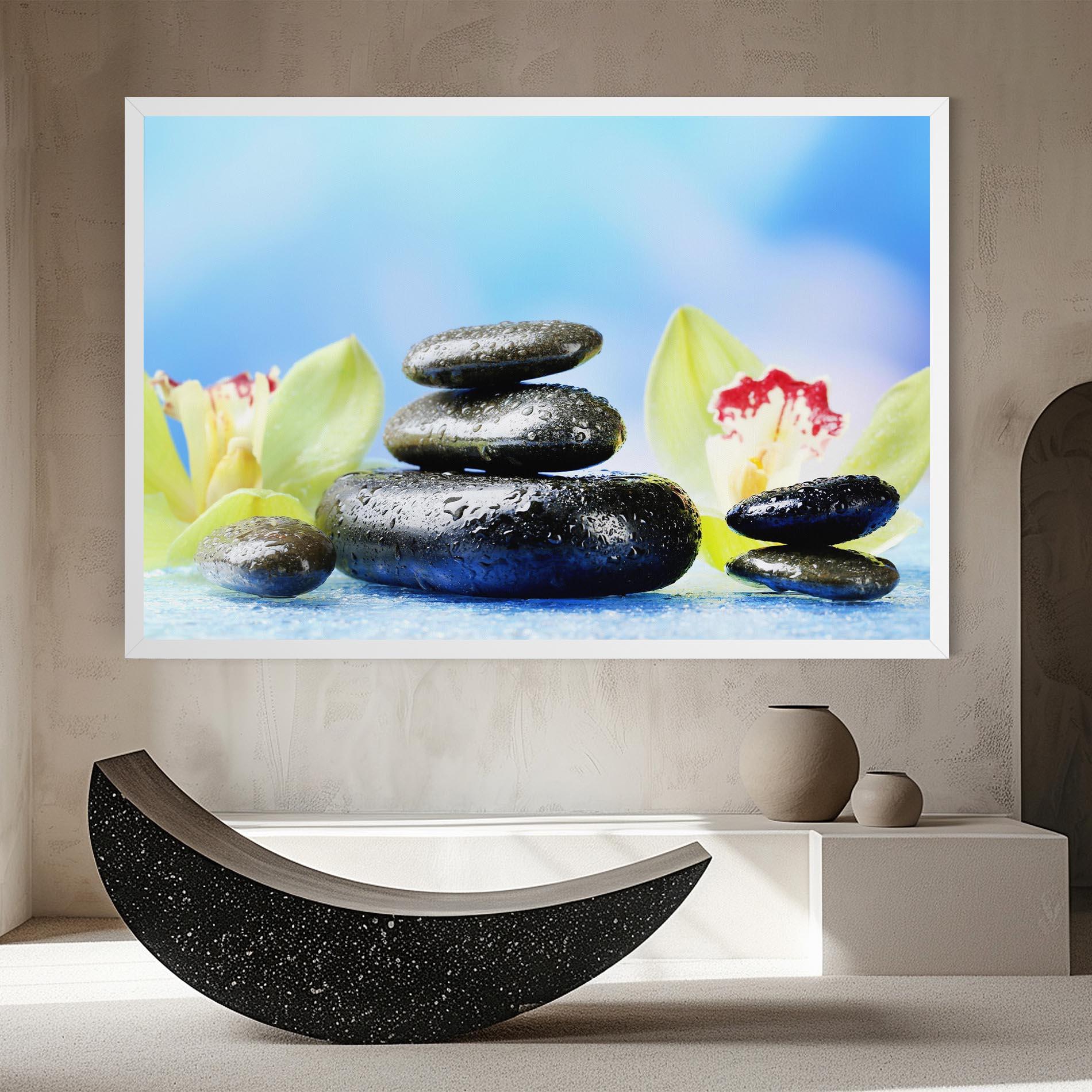 Leinwandbild Blooming Orchid Stone mockup 8