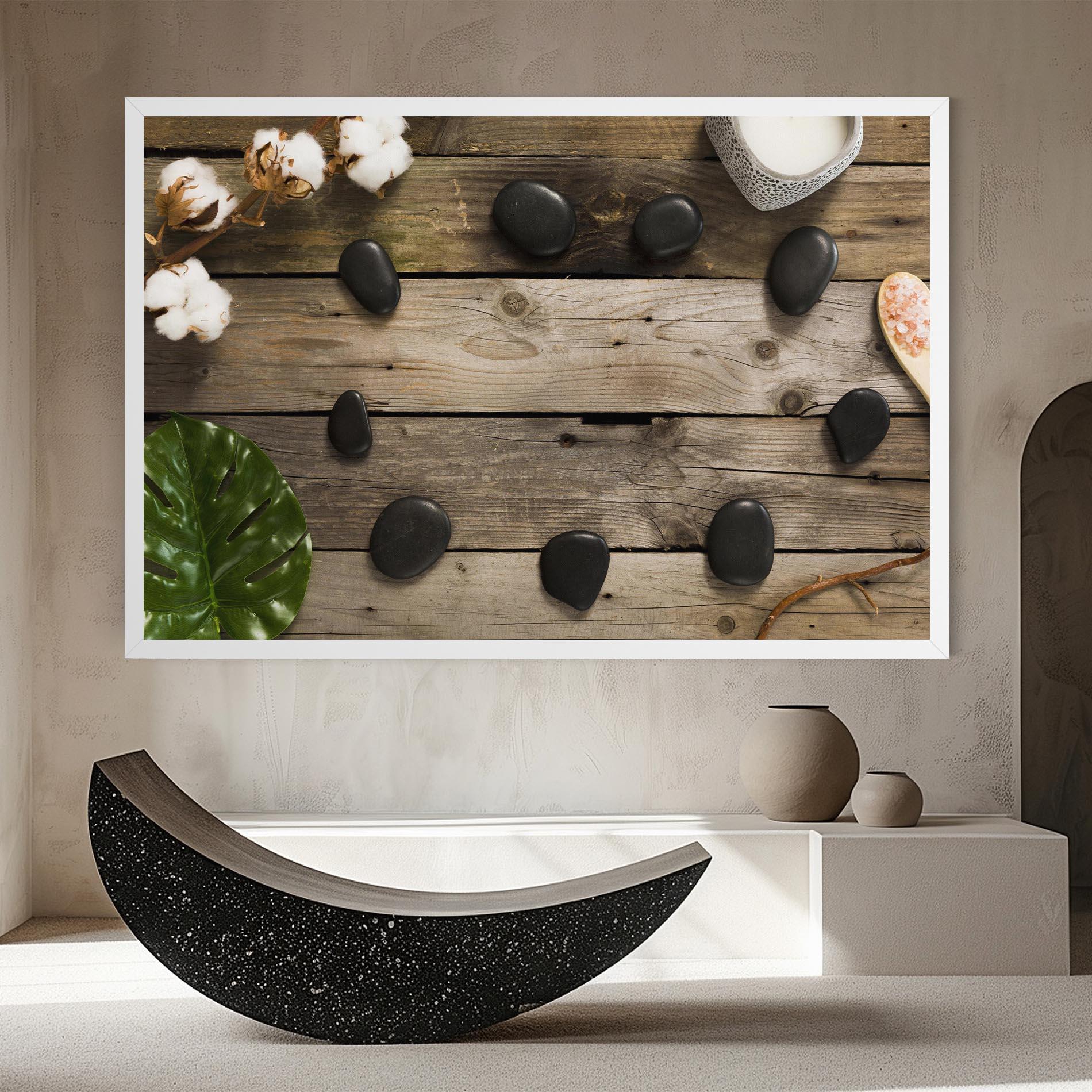 Leinwandbild Cotton Flowers Stones mockup 8