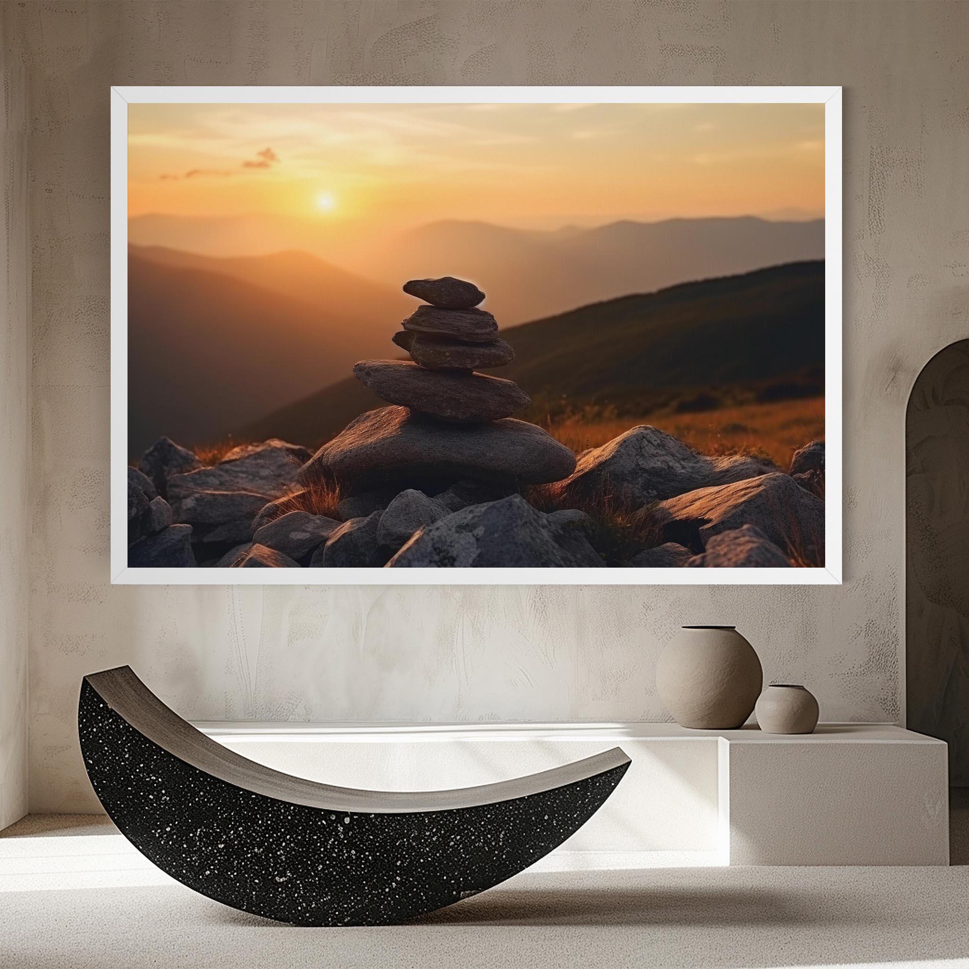 Leinwandbild Nature Sunset Stones mockup 8