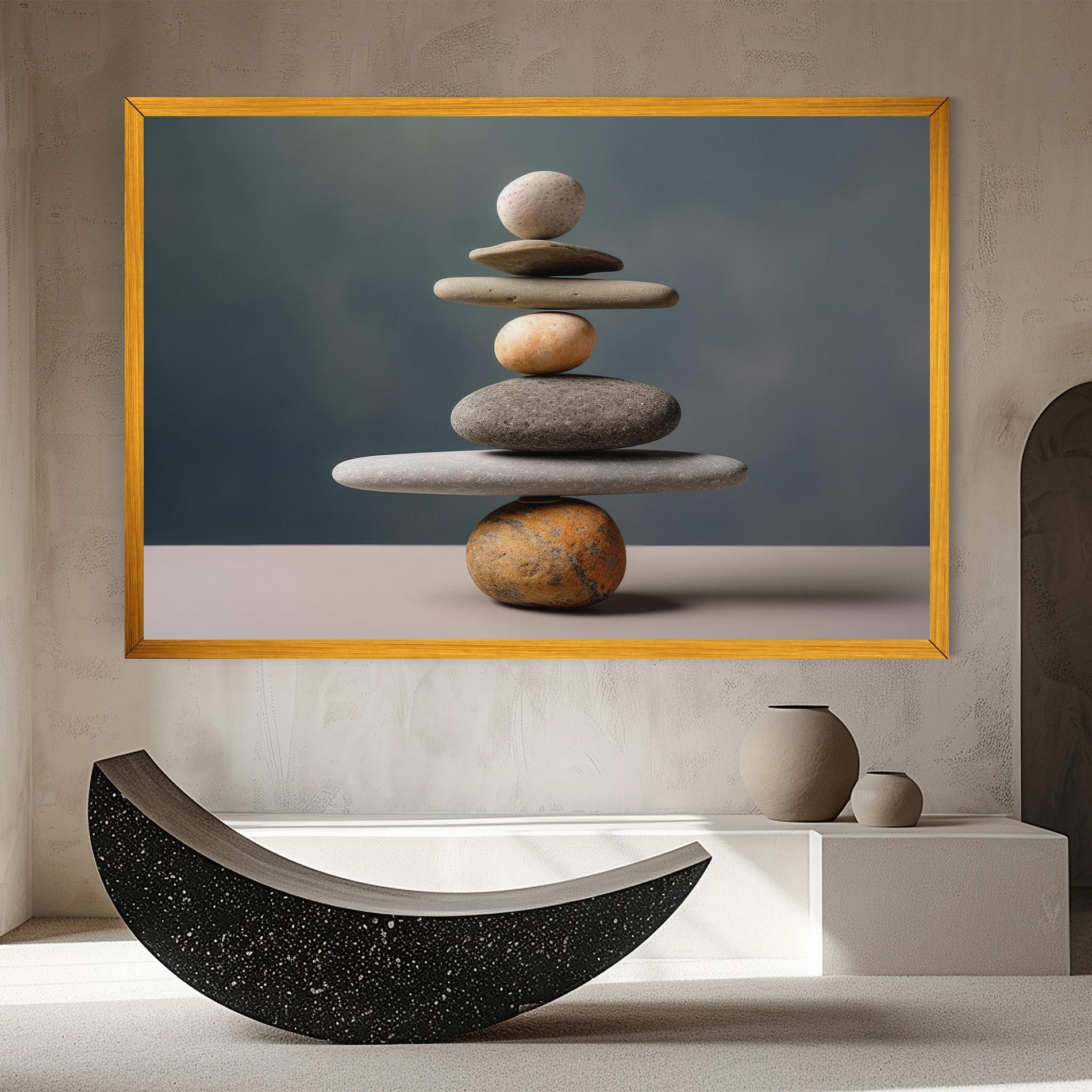 Leinwandbild Balance Pebbles Pyramid mockup 8