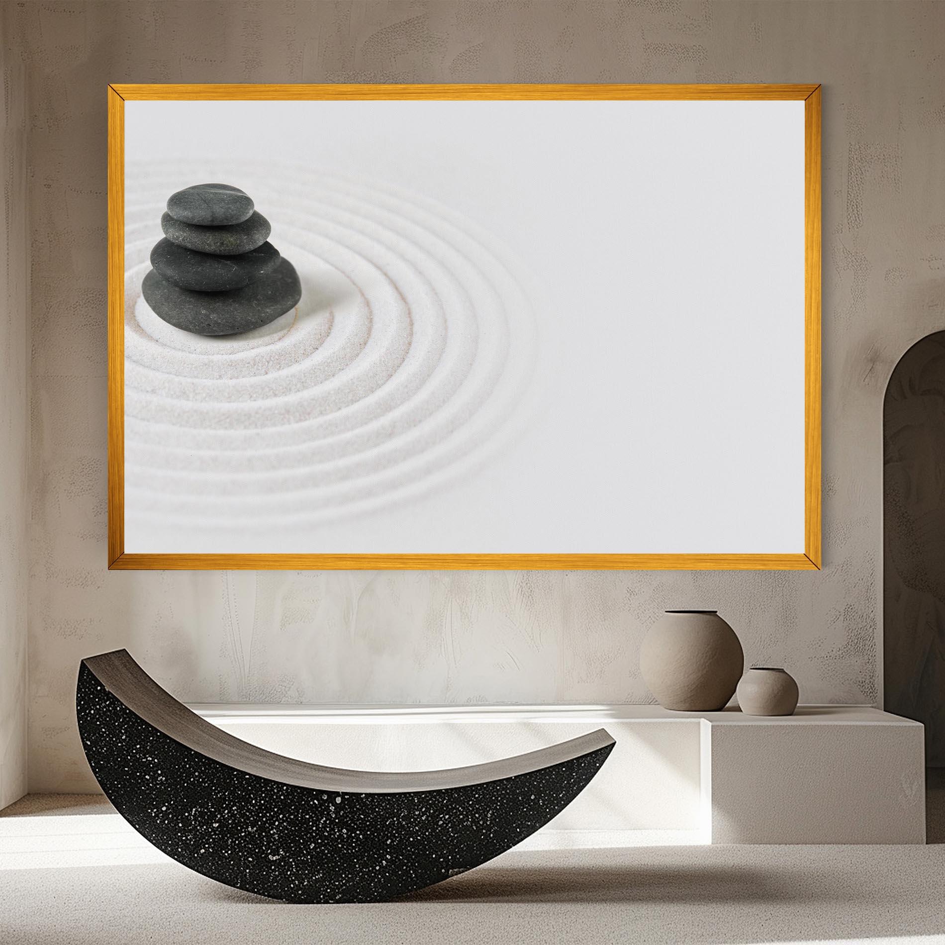 Leinwandbild Black Stones Sand mockup 8