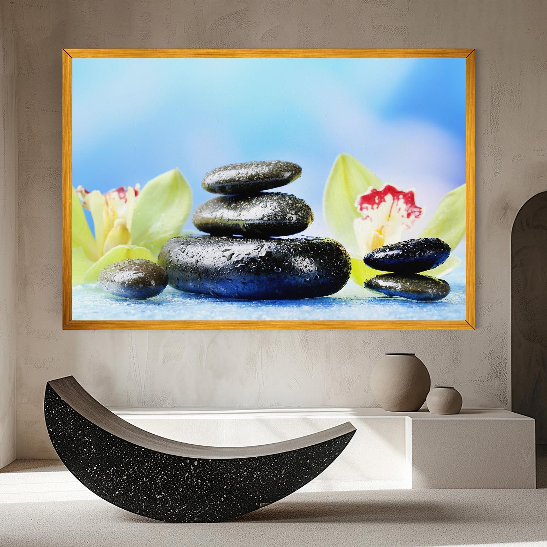 Leinwandbild Blooming Orchid Stone mockup 8